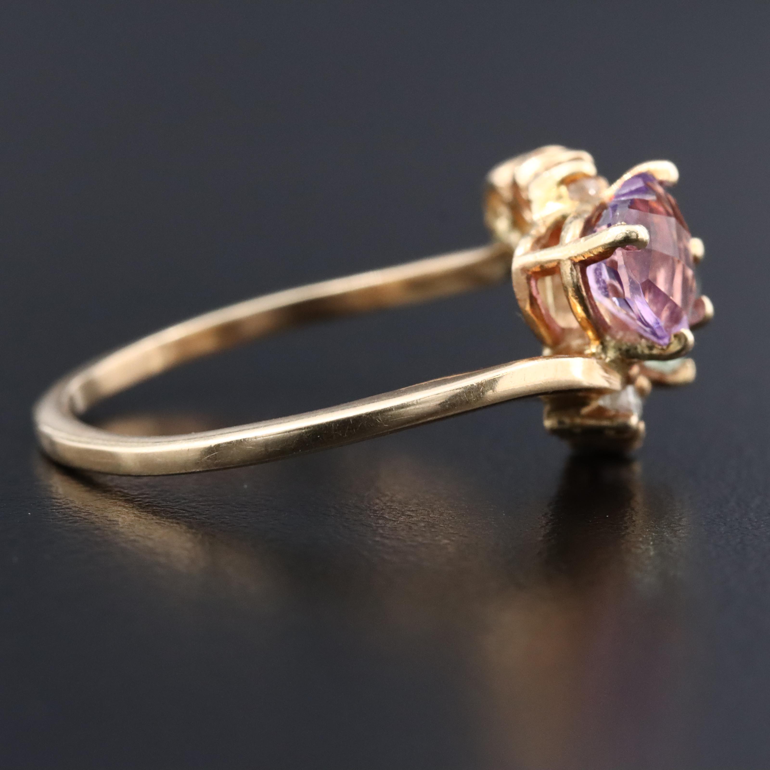 14K Amethyst, Prasiolite, and Diamond Ring