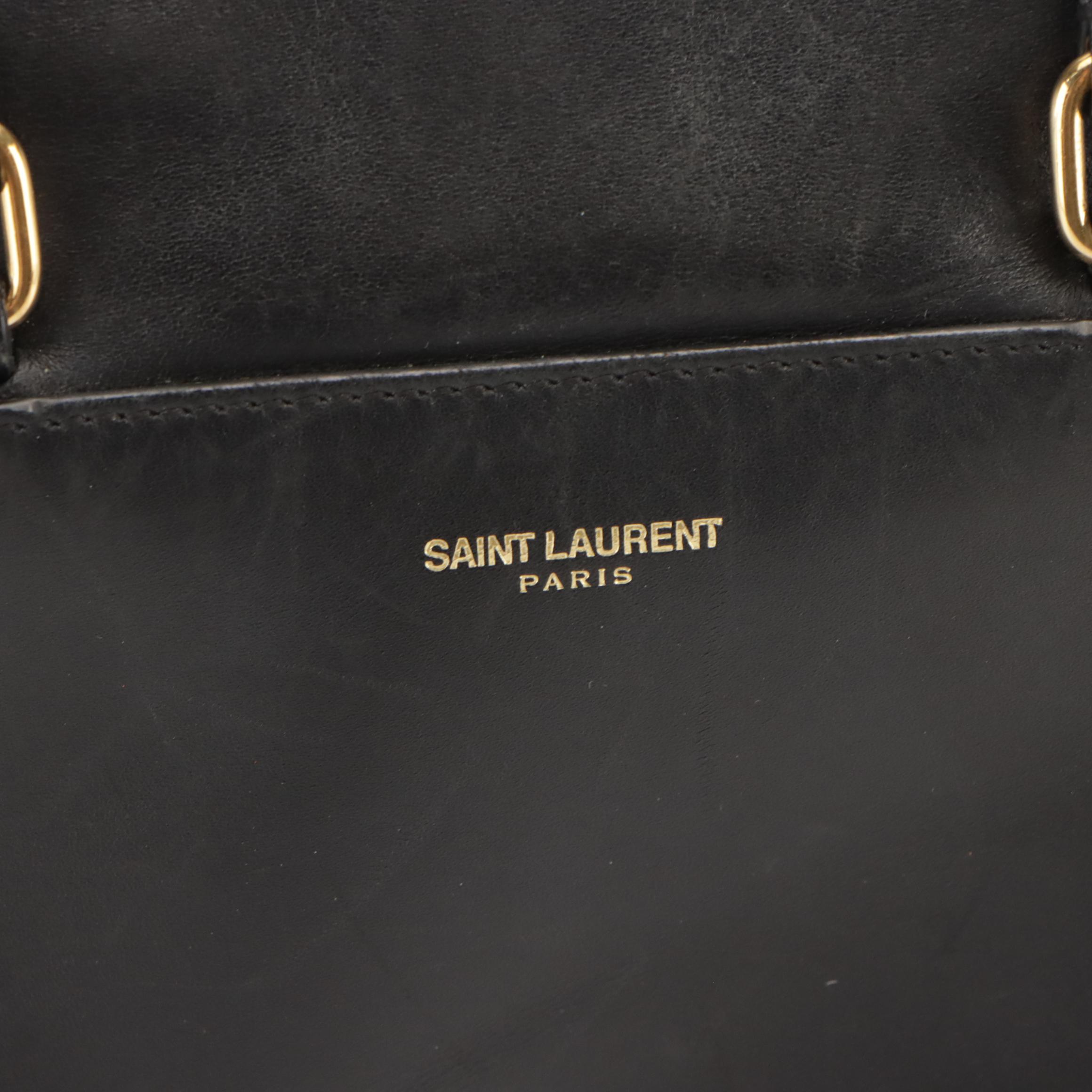 Saint Laurent Baby Duffle Two-Way Bag in Black Calfskin Leather