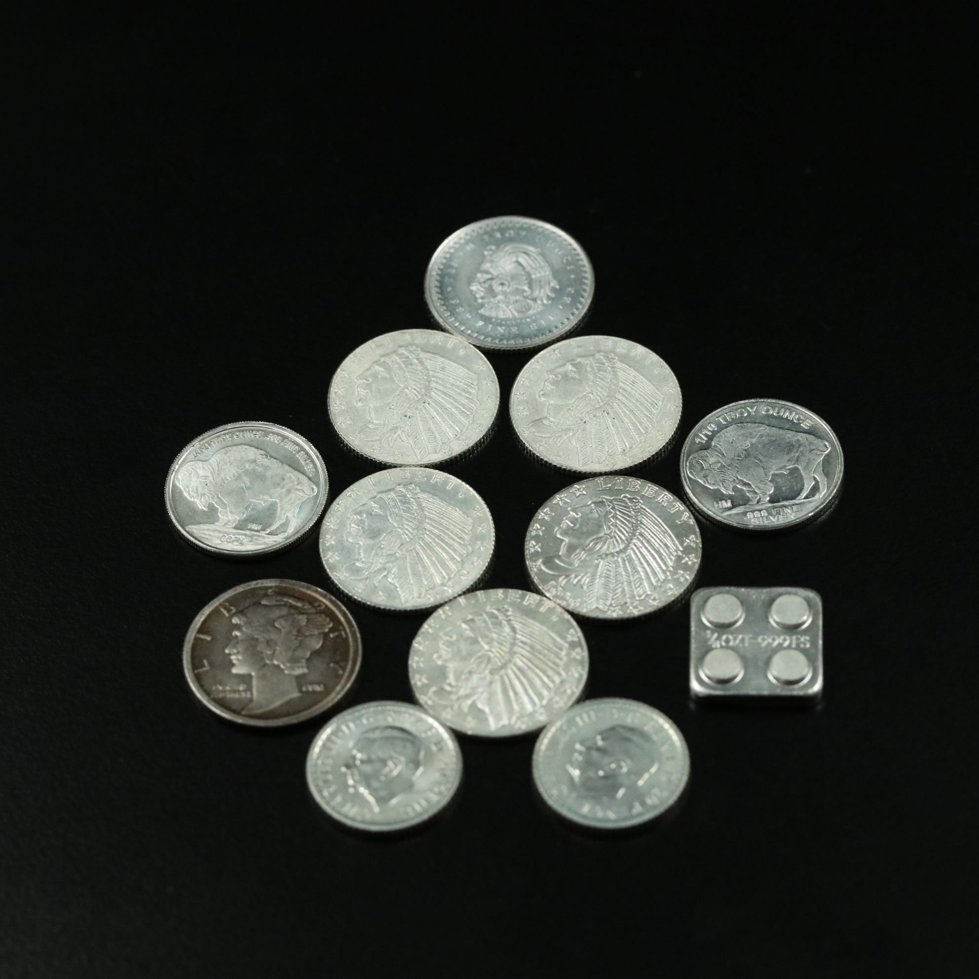 Twelve One Tenth Ounce .999 Silver Rounds