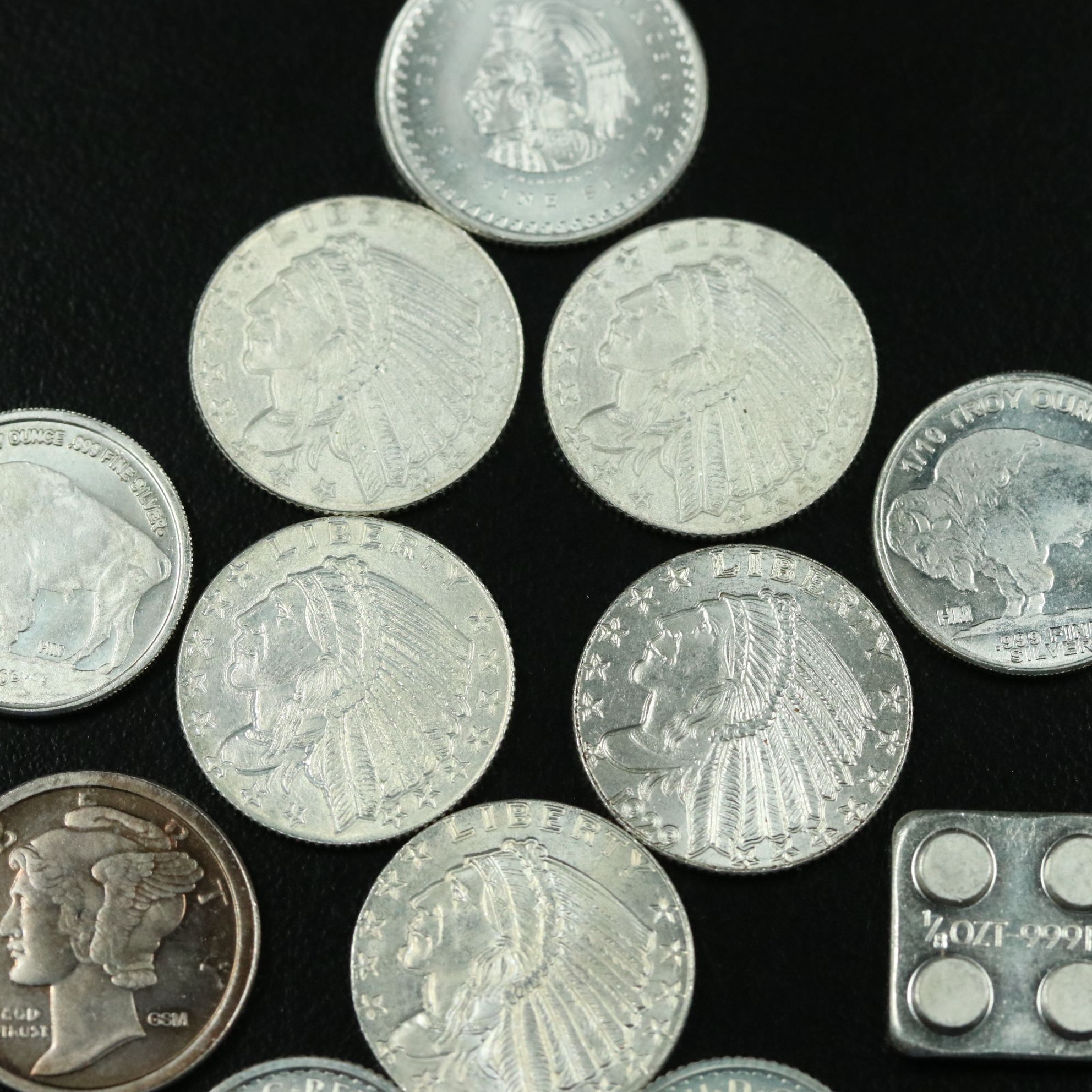 Twelve One Tenth Ounce .999 Silver Rounds