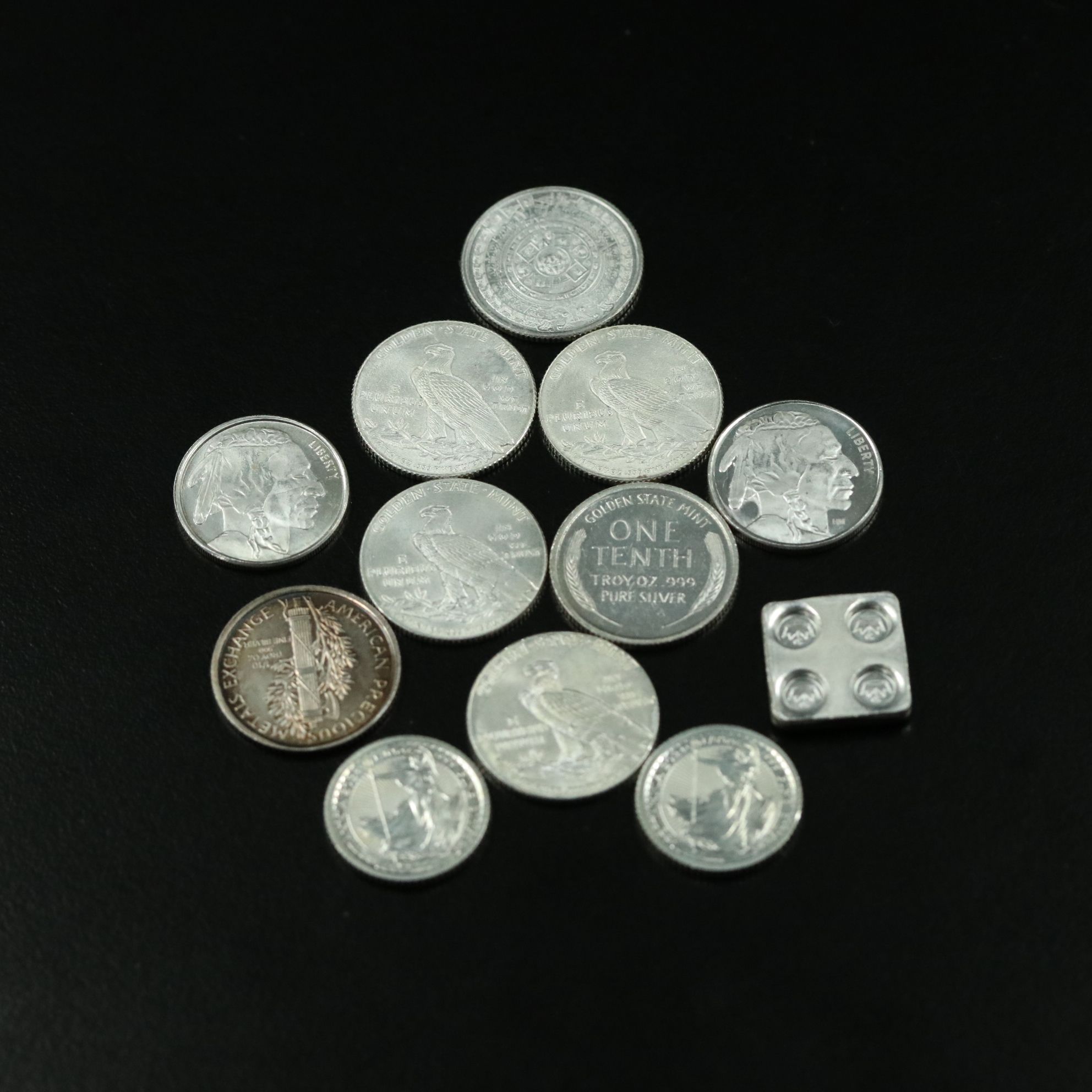 Twelve One Tenth Ounce .999 Silver Rounds