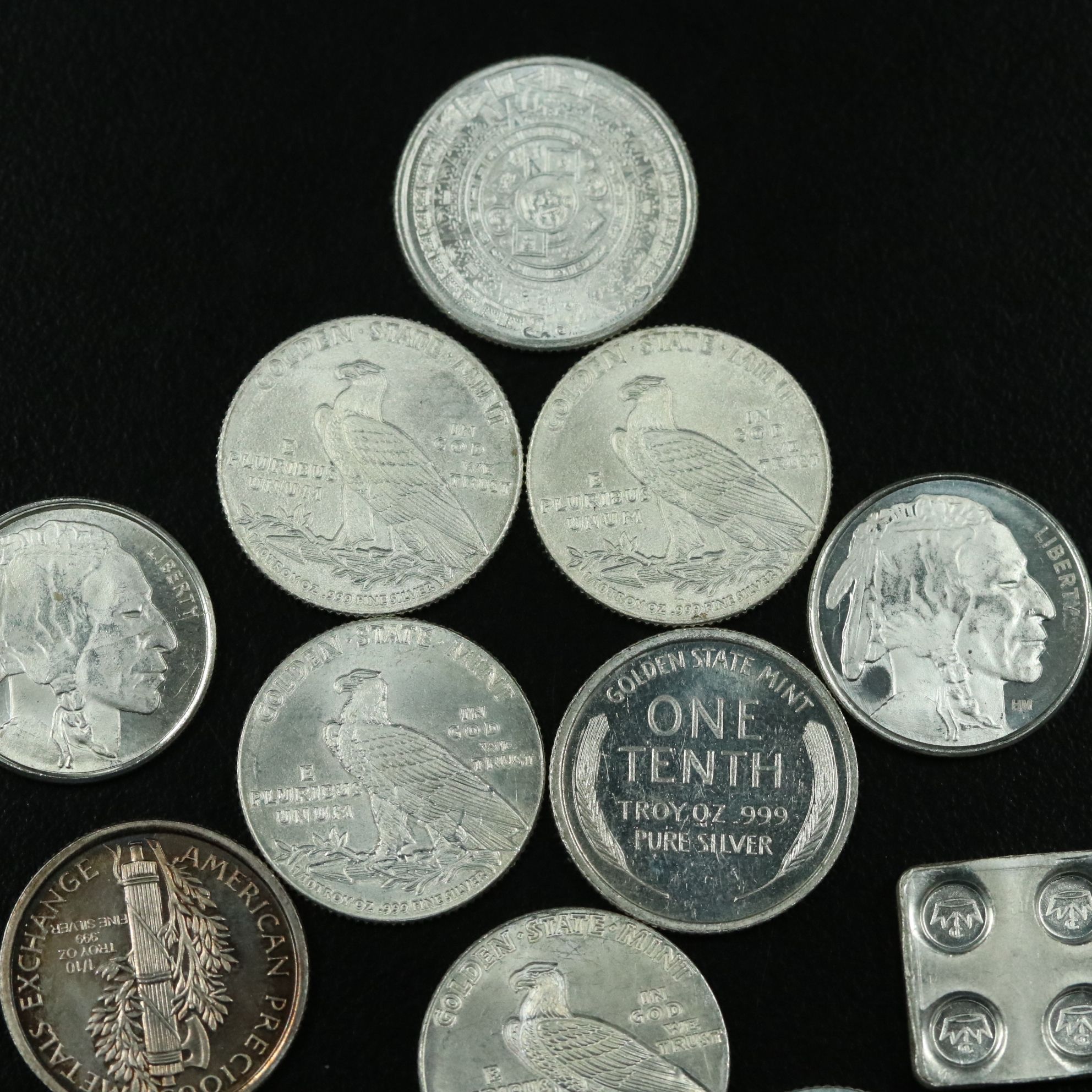 Twelve One Tenth Ounce .999 Silver Rounds