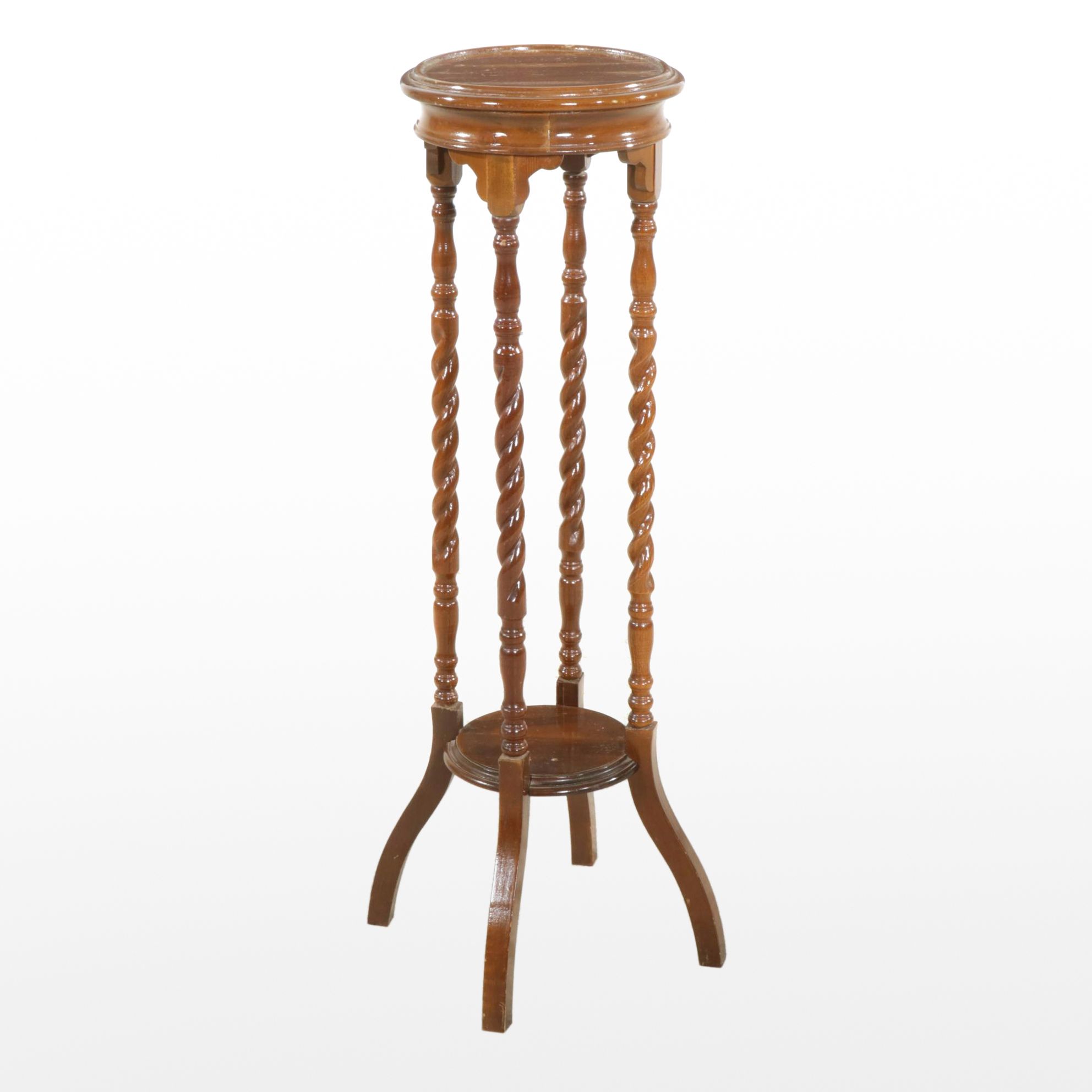 Mahogany Barley Twist Plant Stand, Mid-20th Century