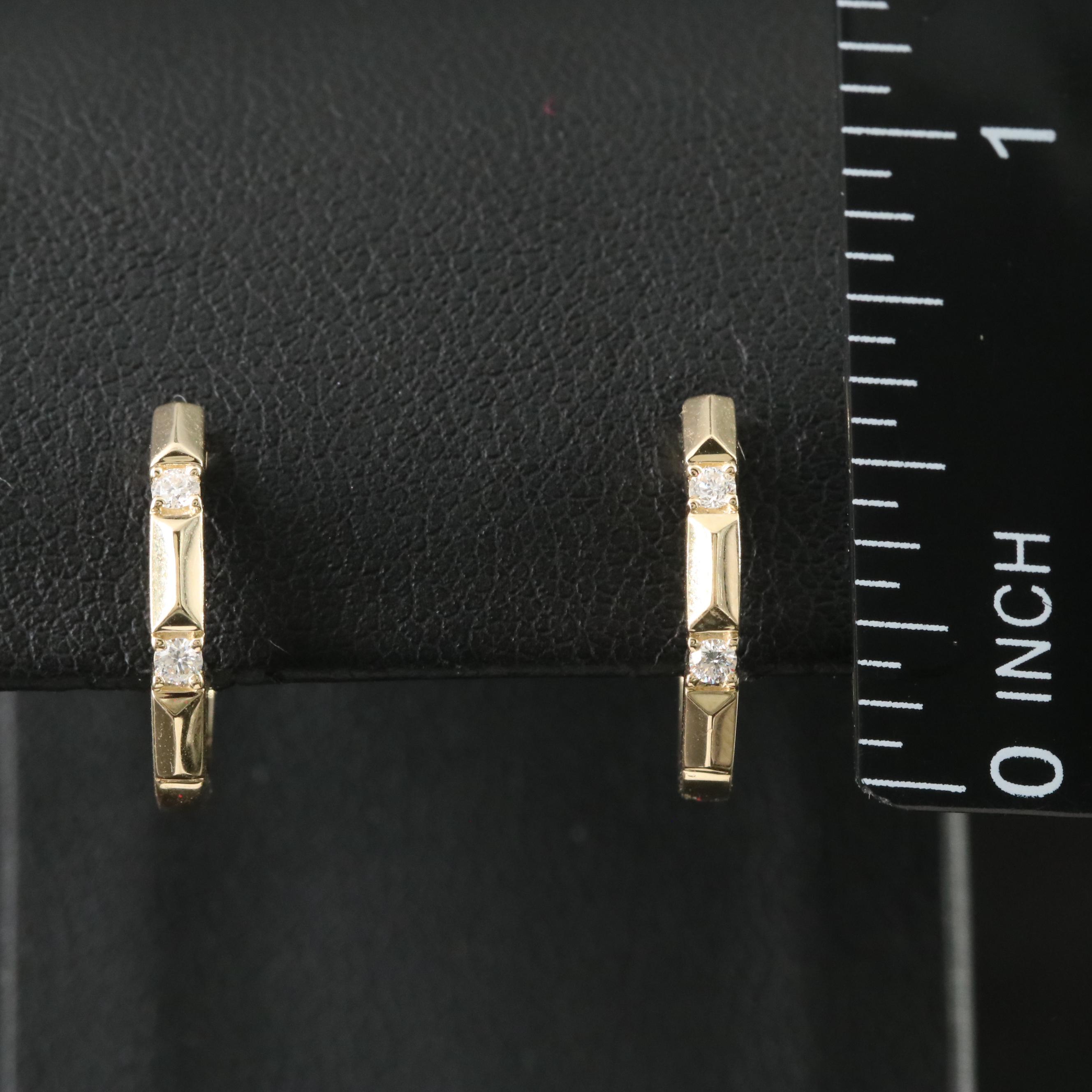 14K 0.10 CTW Diamond Huggie Hoop Earrings