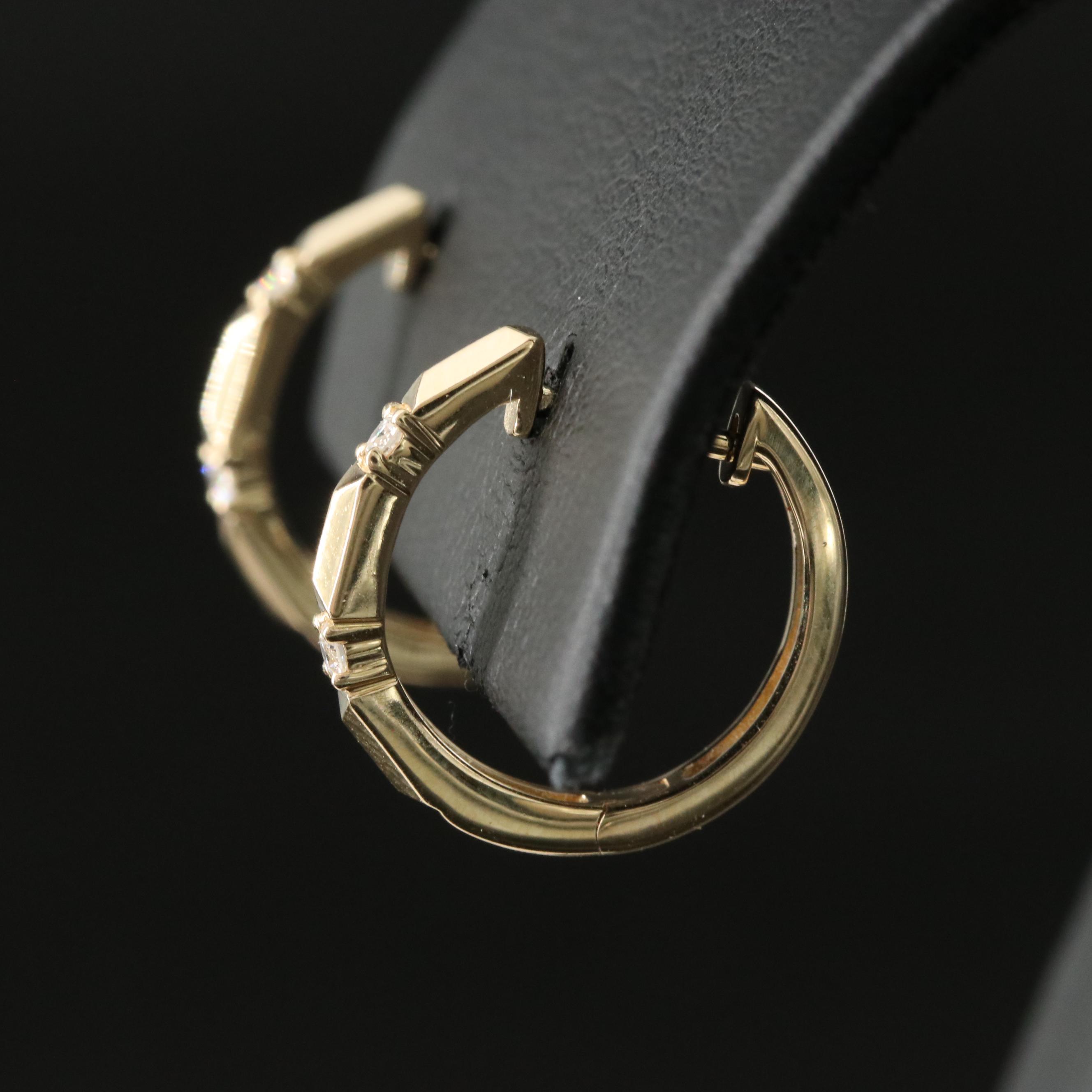 14K 0.10 CTW Diamond Huggie Hoop Earrings