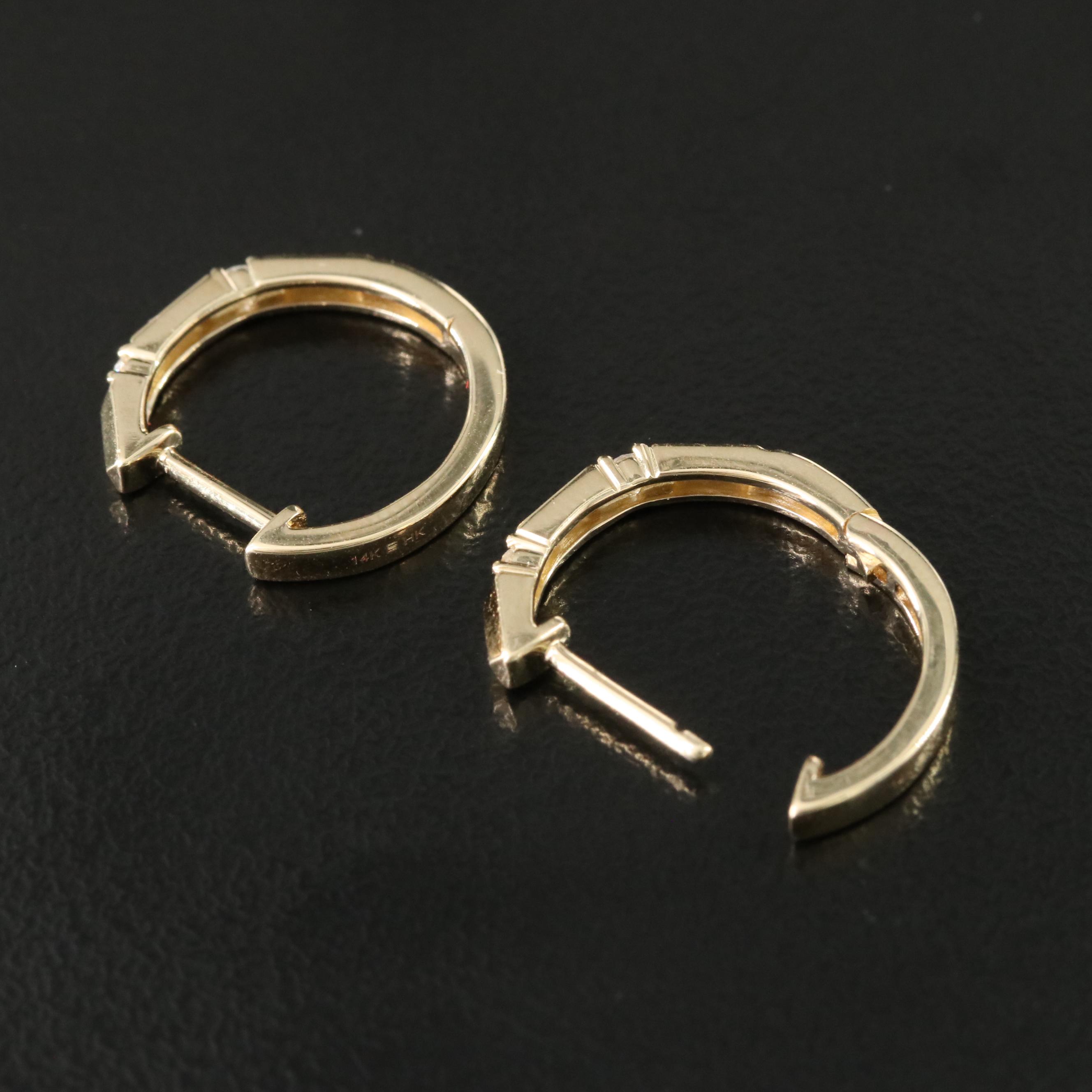 14K 0.10 CTW Diamond Huggie Hoop Earrings
