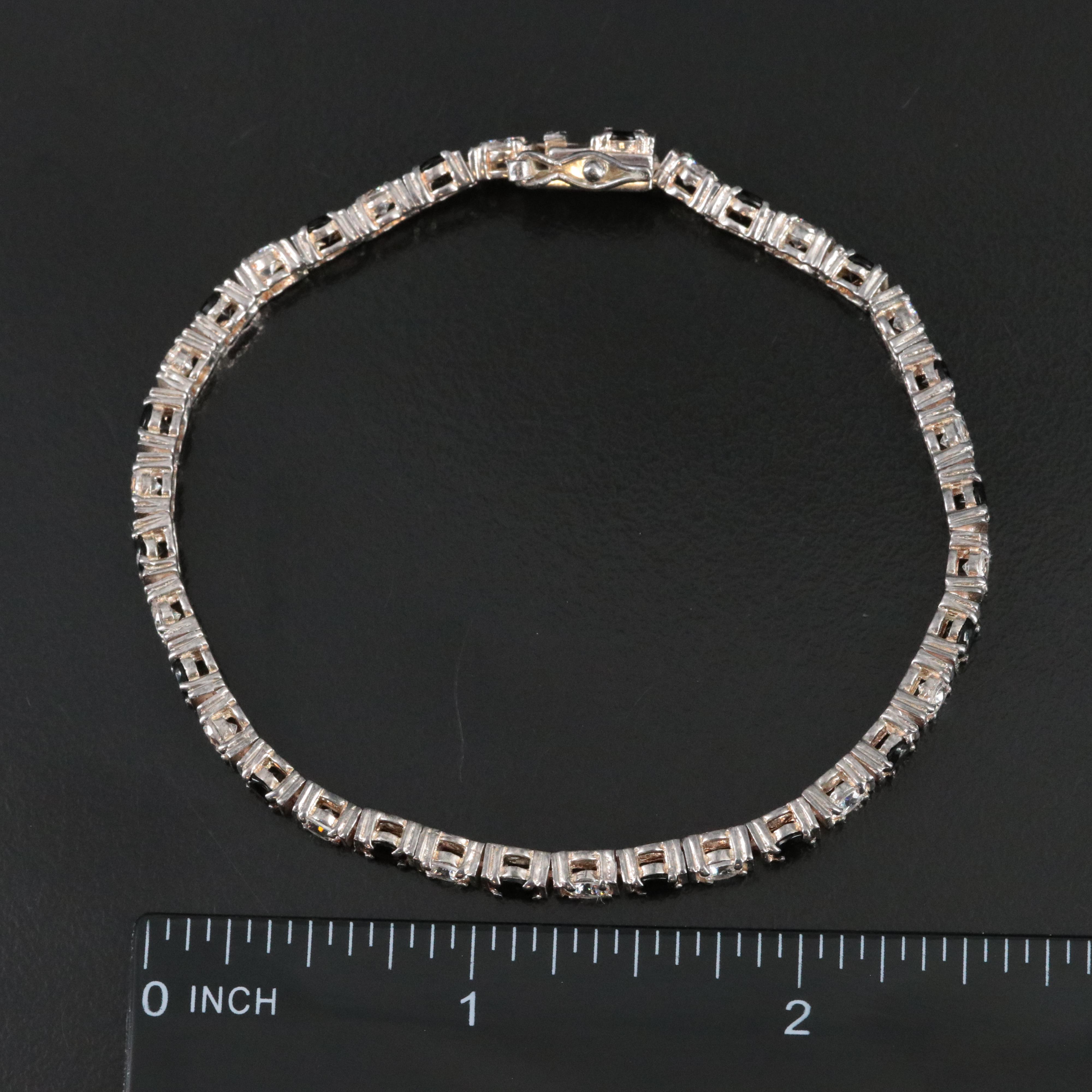 Sterling Cubic Zirconia and Glass Line Bracelet