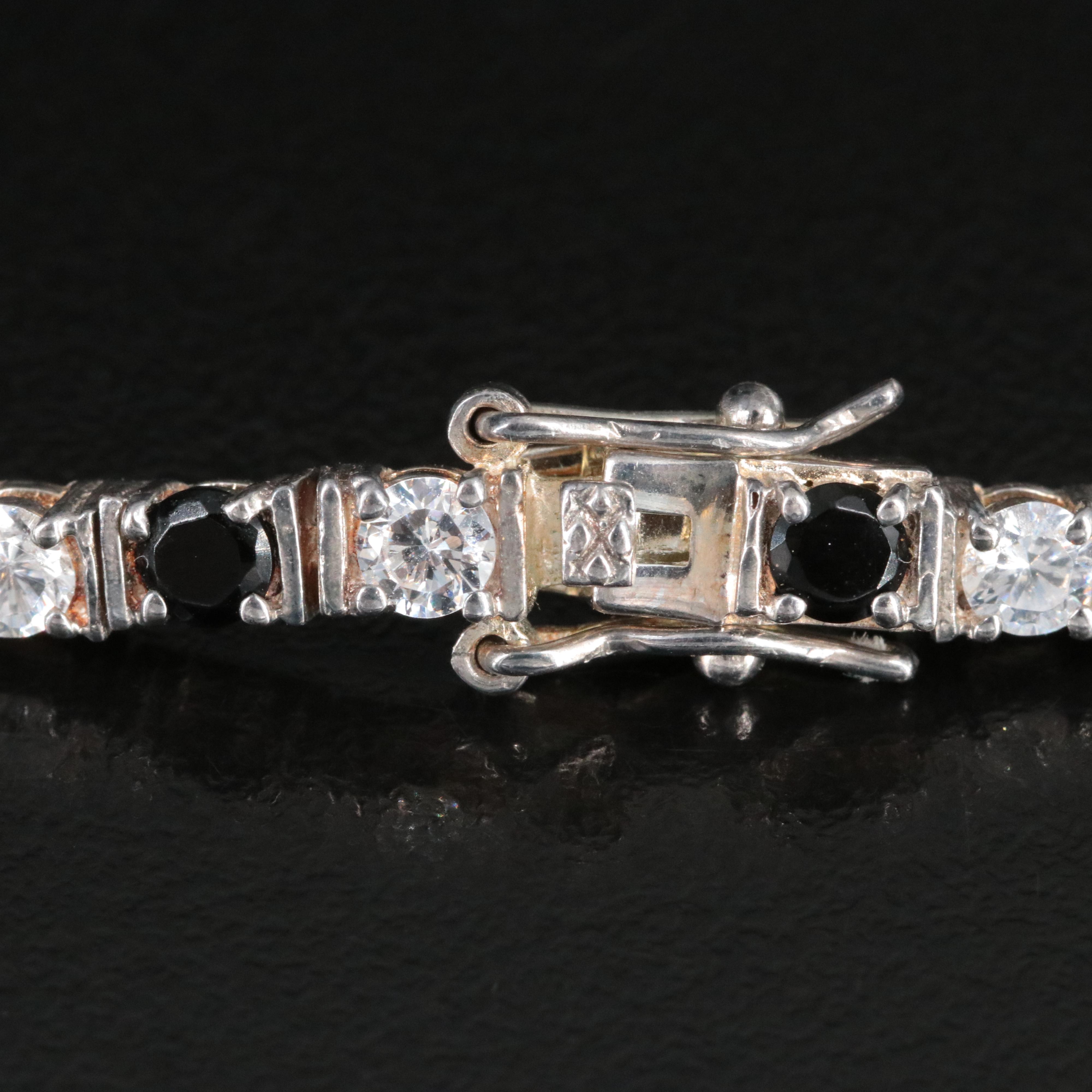 Sterling Cubic Zirconia and Glass Line Bracelet