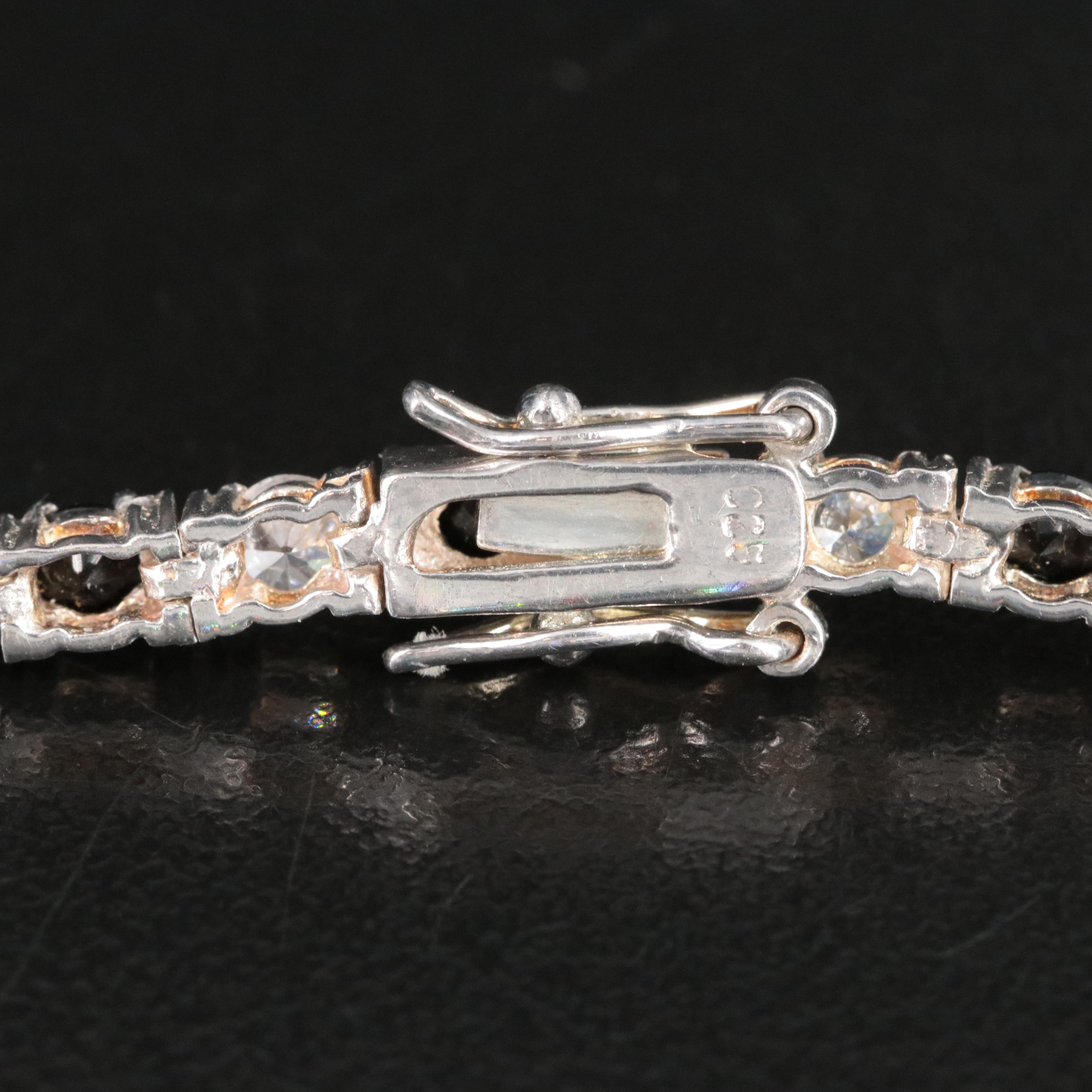 Sterling Cubic Zirconia and Glass Line Bracelet