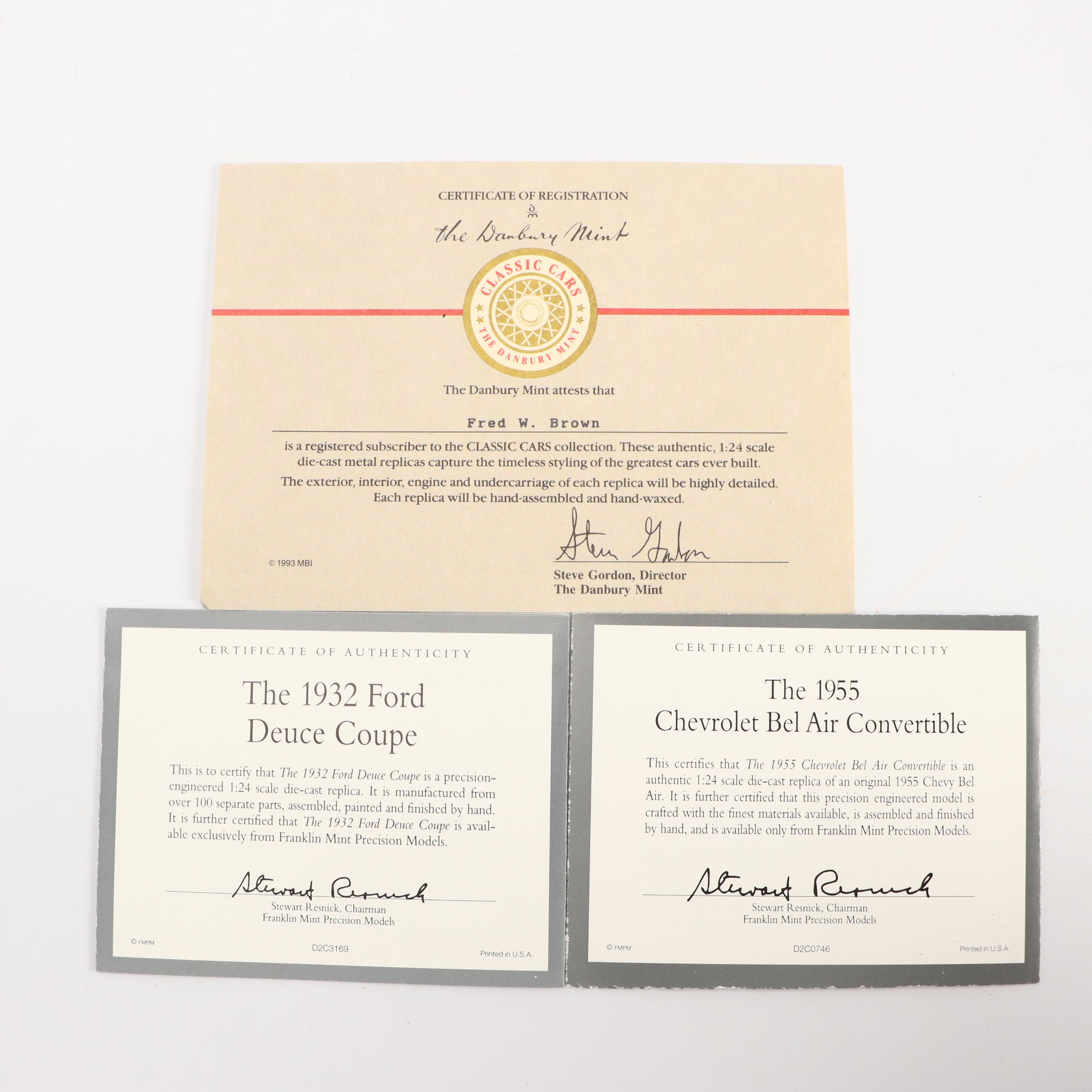 Franklin Mint Precision Model 1957 Ford Skyliner and Other Classic Model Cars