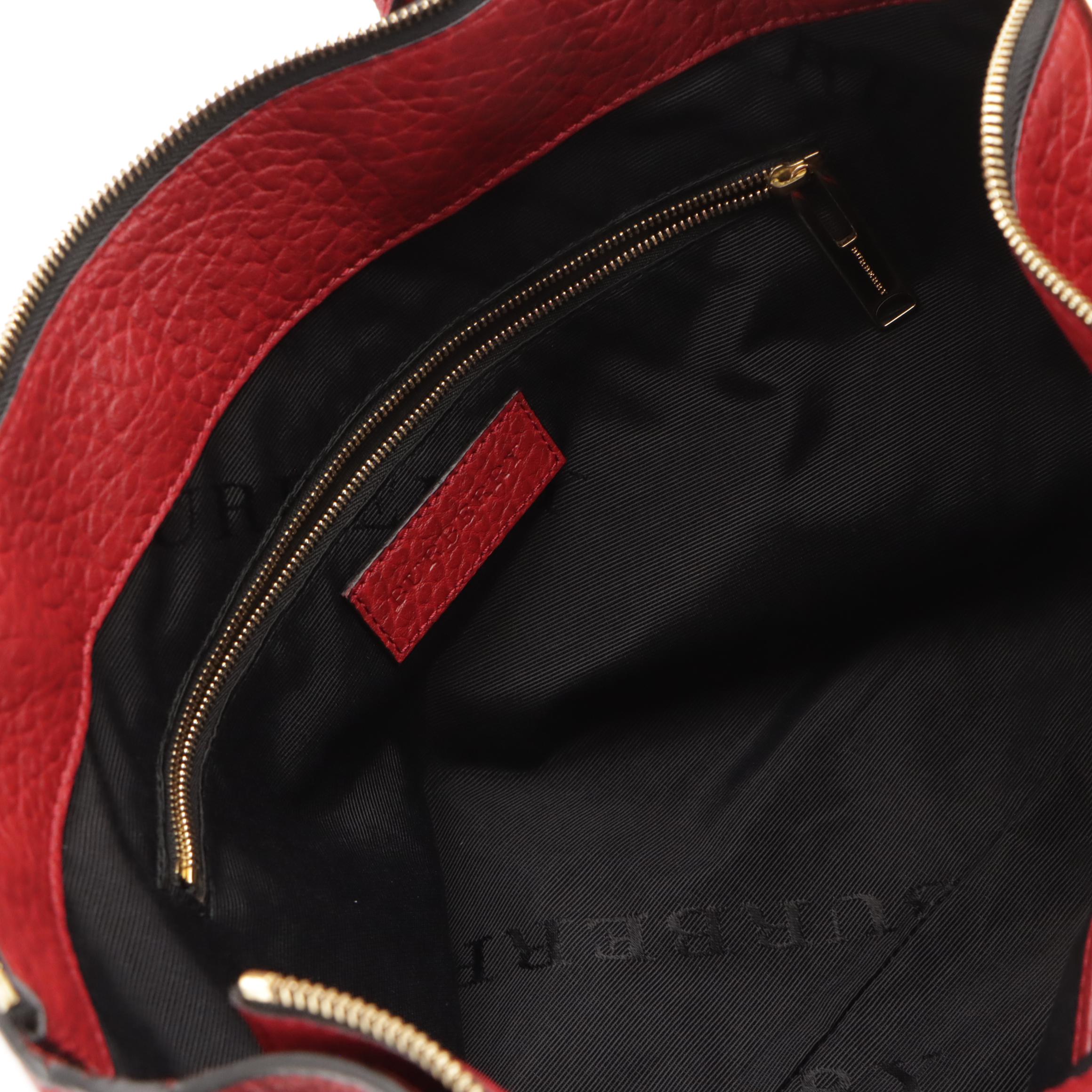Burberry Two-Way Zip Tote in Cherry Red Check Embossed Leather