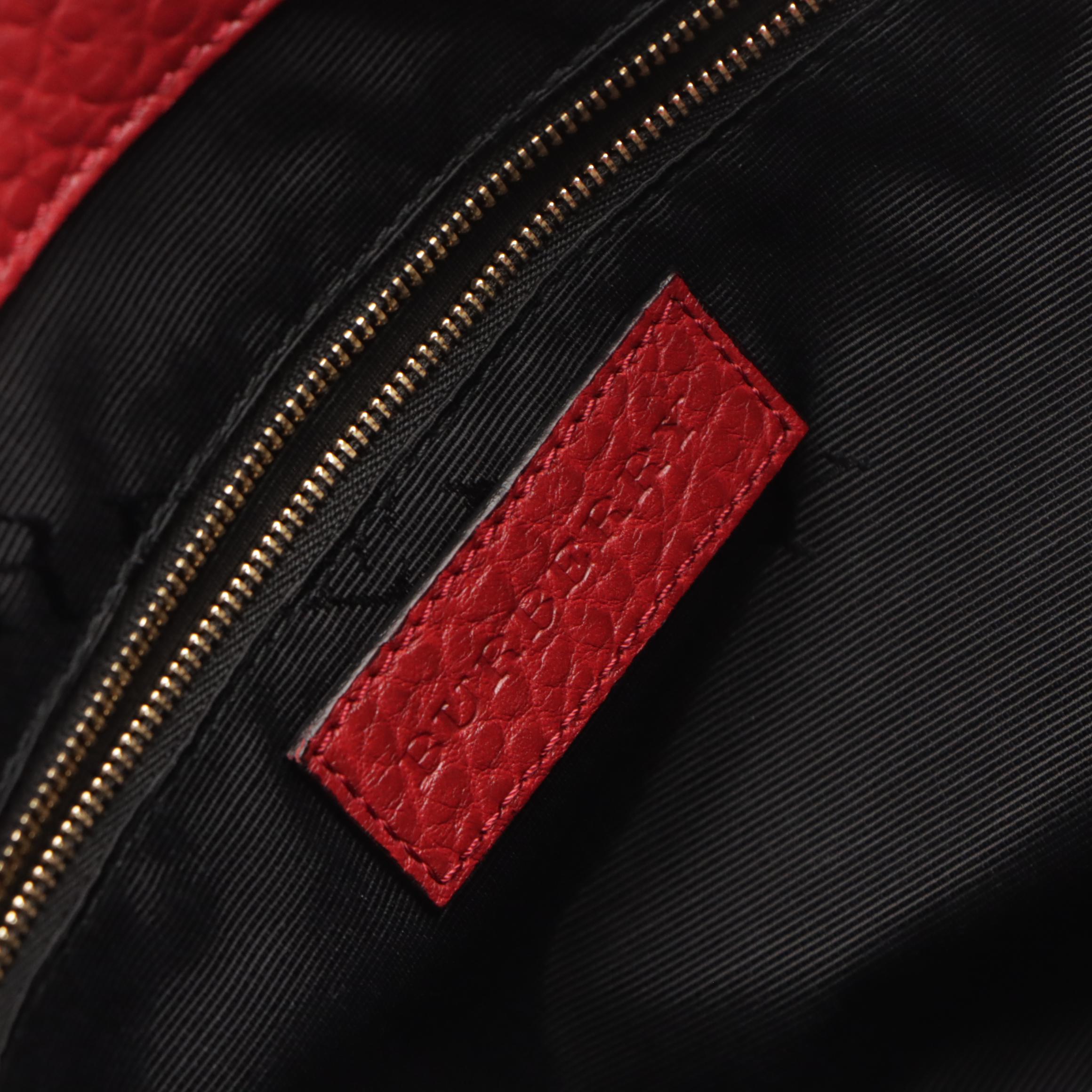 Burberry Two-Way Zip Tote in Cherry Red Check Embossed Leather