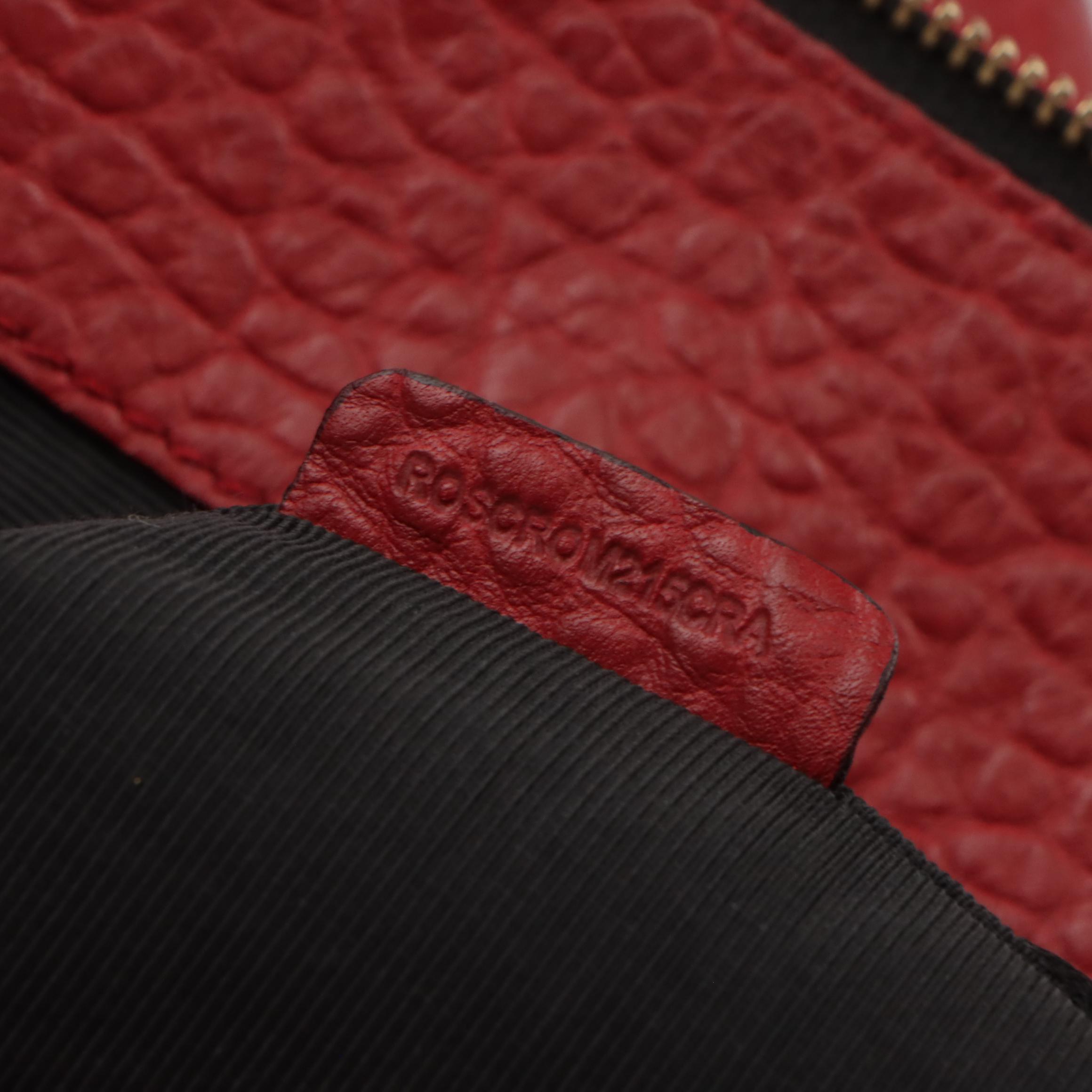 Burberry Two-Way Zip Tote in Cherry Red Check Embossed Leather