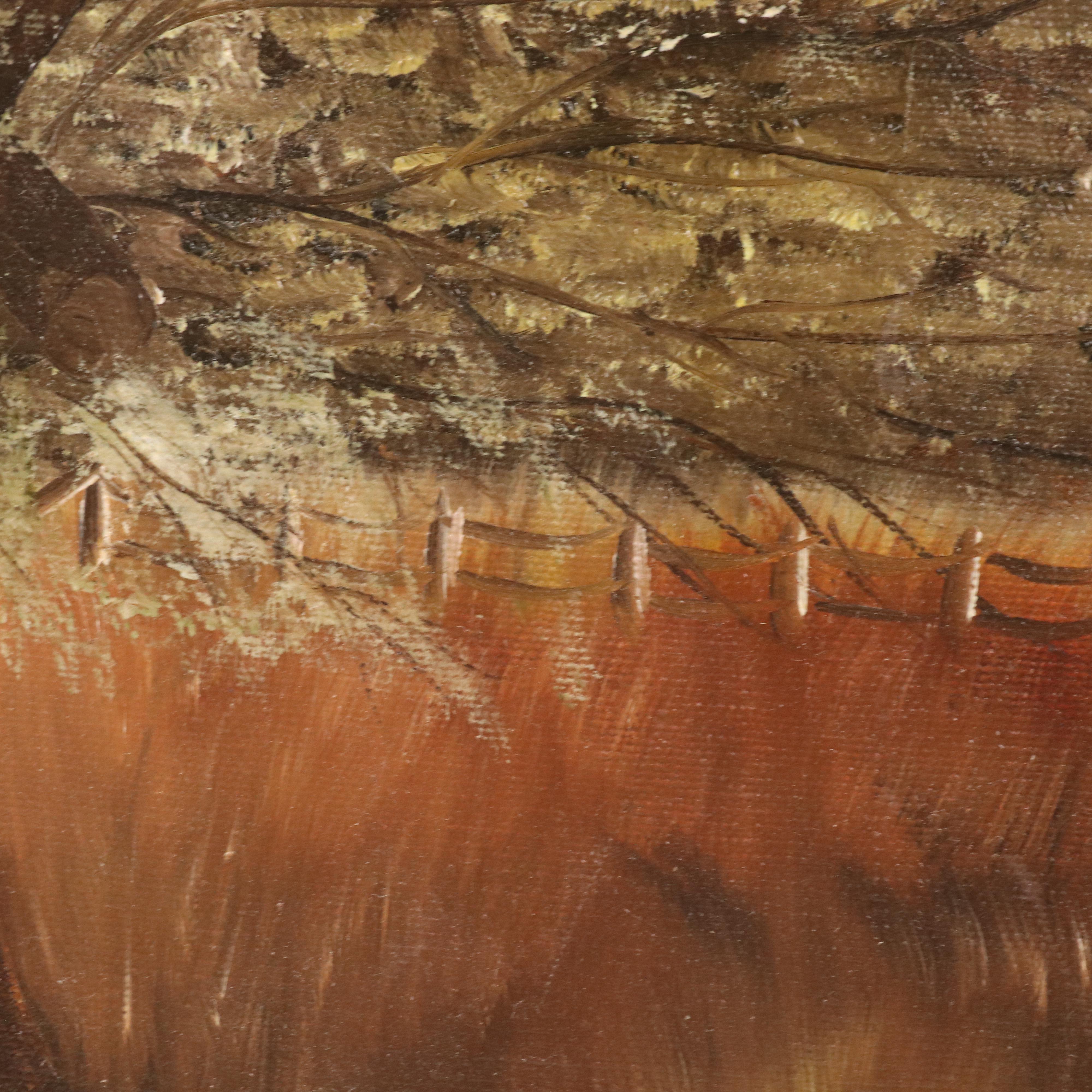 Beverly Landscape Oil Painting, Late 20th Century