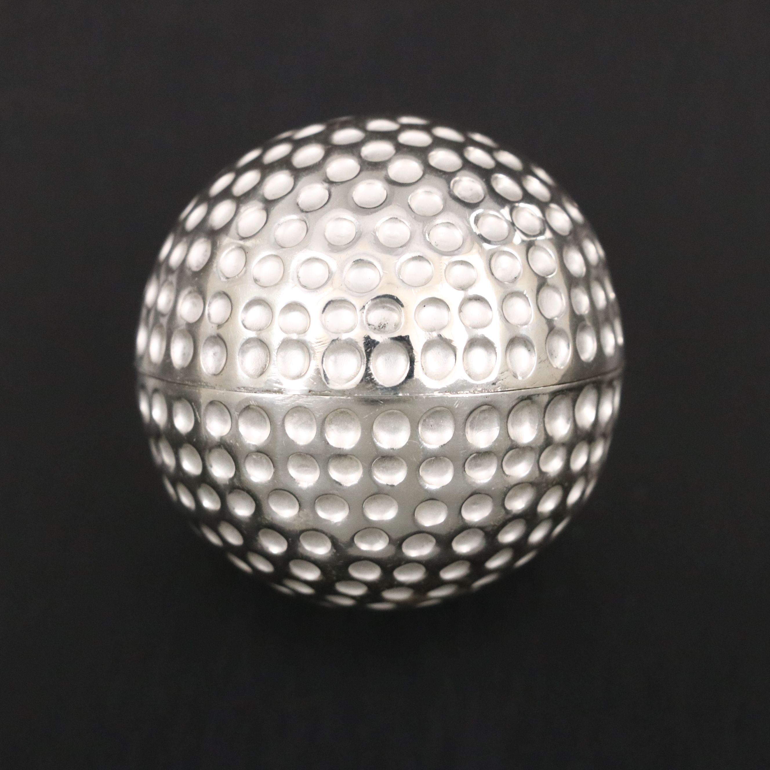 Mexican MCM Style Sterling Silver Golf Ball Form Box