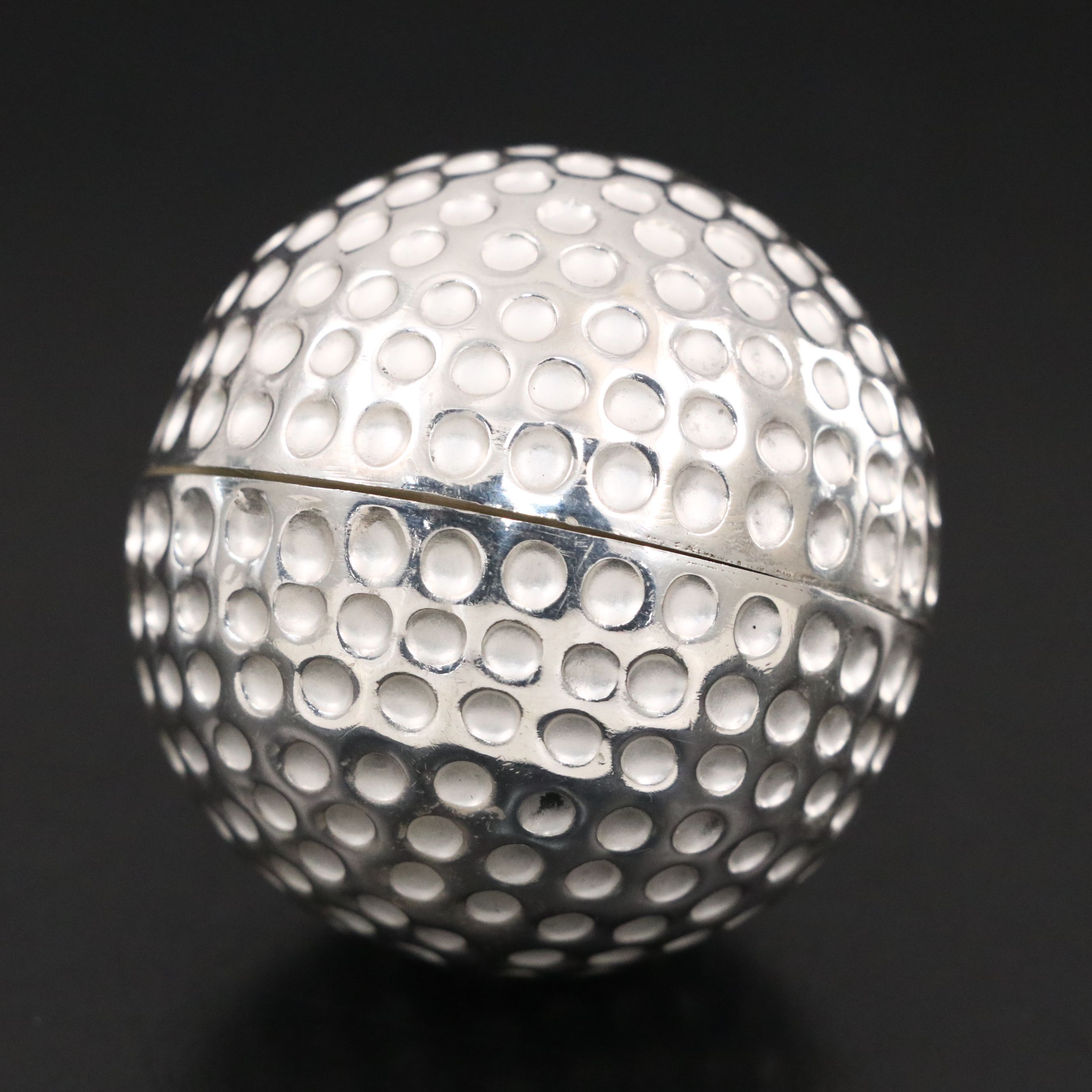 Mexican MCM Style Sterling Silver Golf Ball Form Box