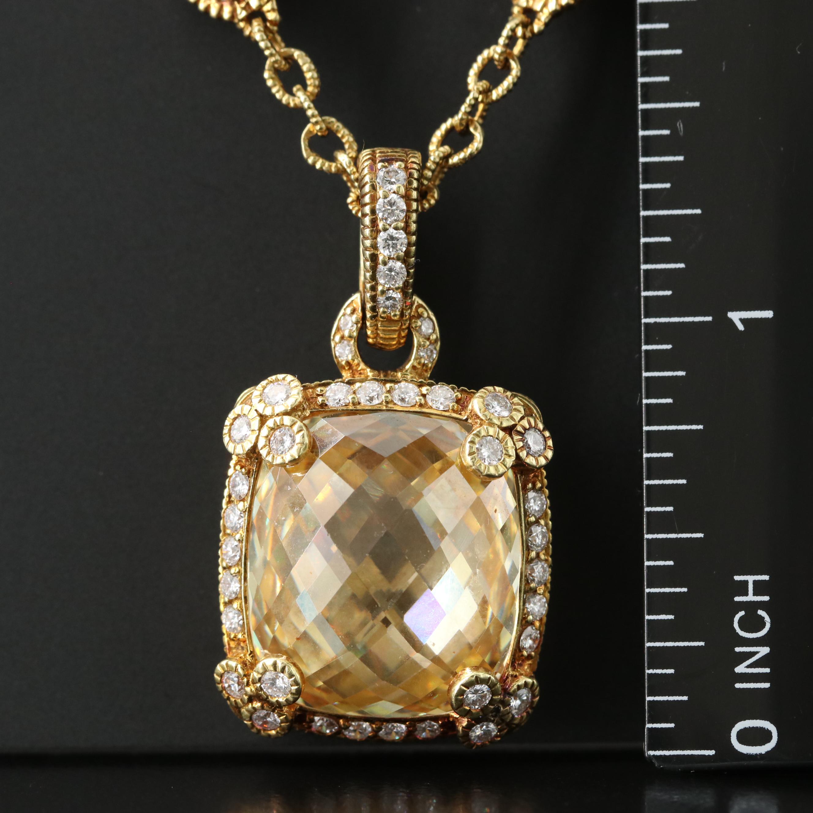 Judith Ripka 18K  2.00 CTW Diamond and CZ Necklace
