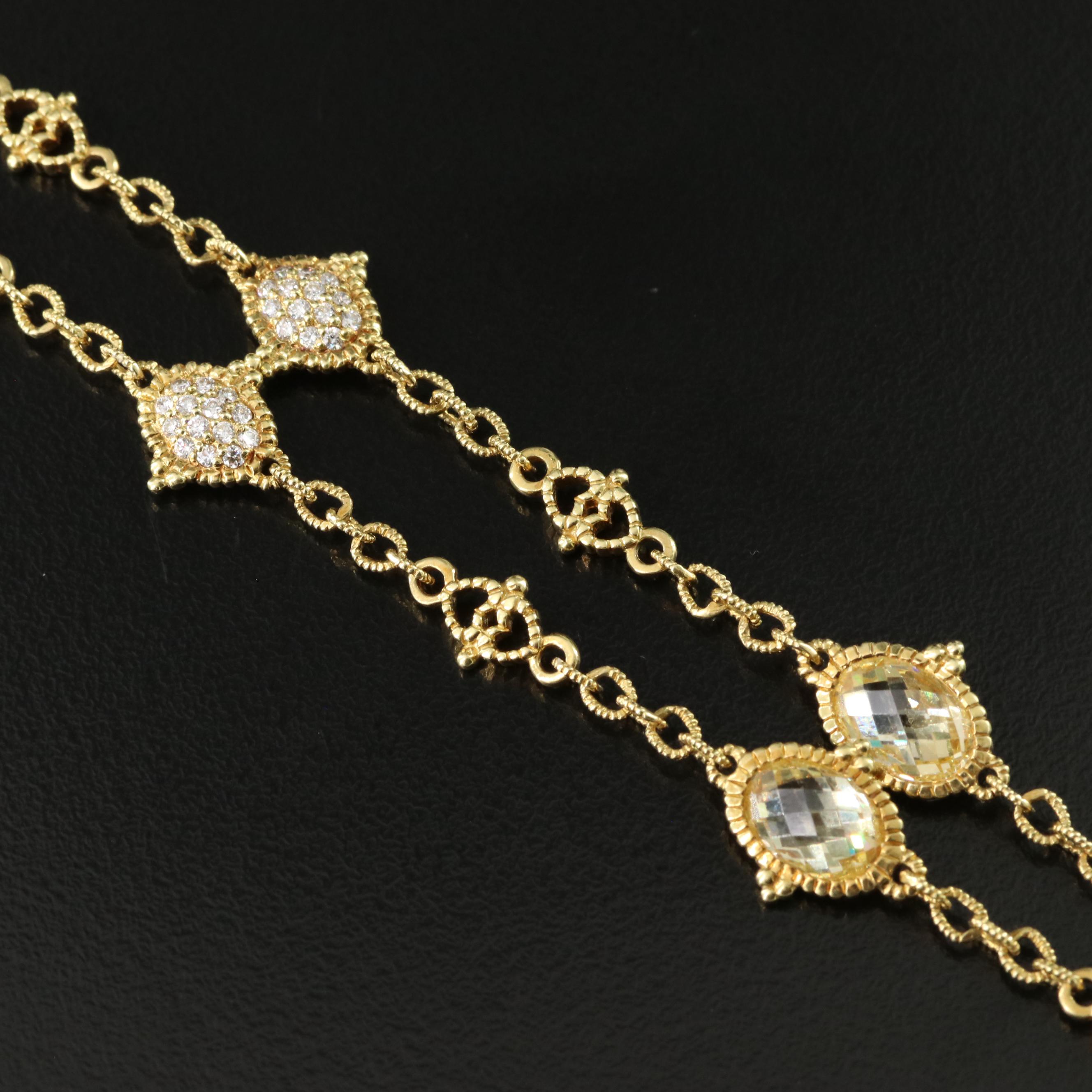 Judith Ripka 18K  2.00 CTW Diamond and CZ Necklace