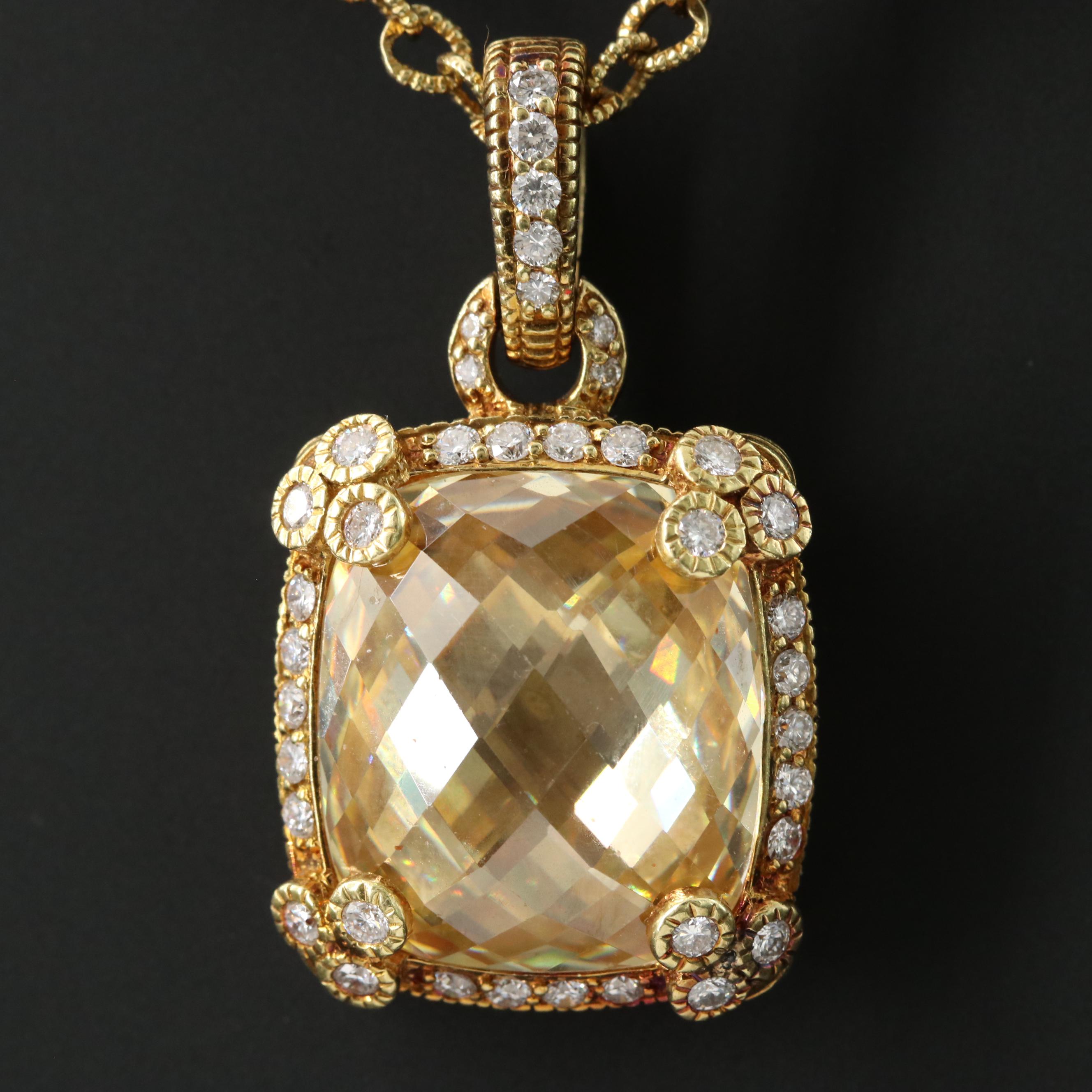 Judith Ripka 18K  2.00 CTW Diamond and CZ Necklace