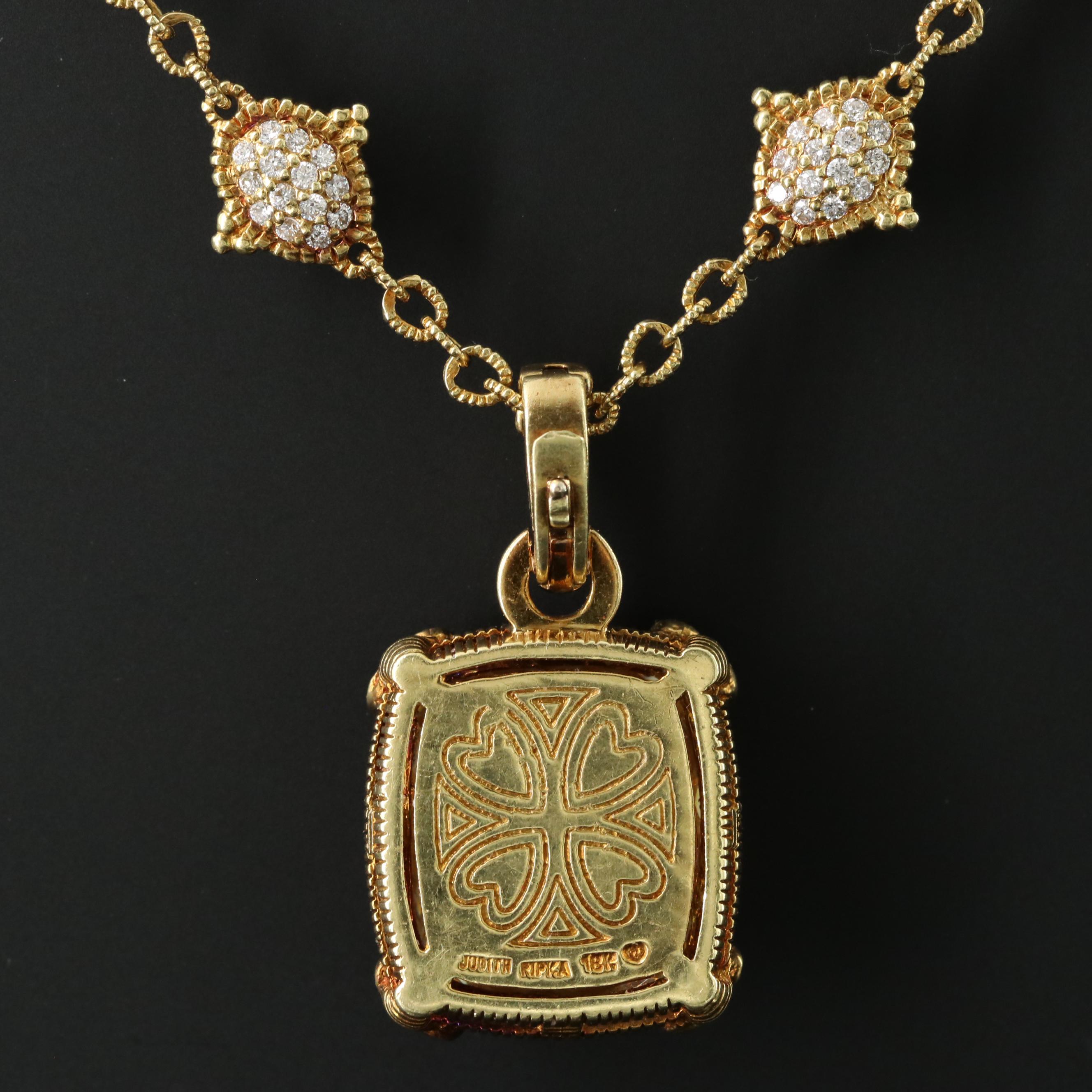 Judith Ripka 18K  2.00 CTW Diamond and CZ Necklace