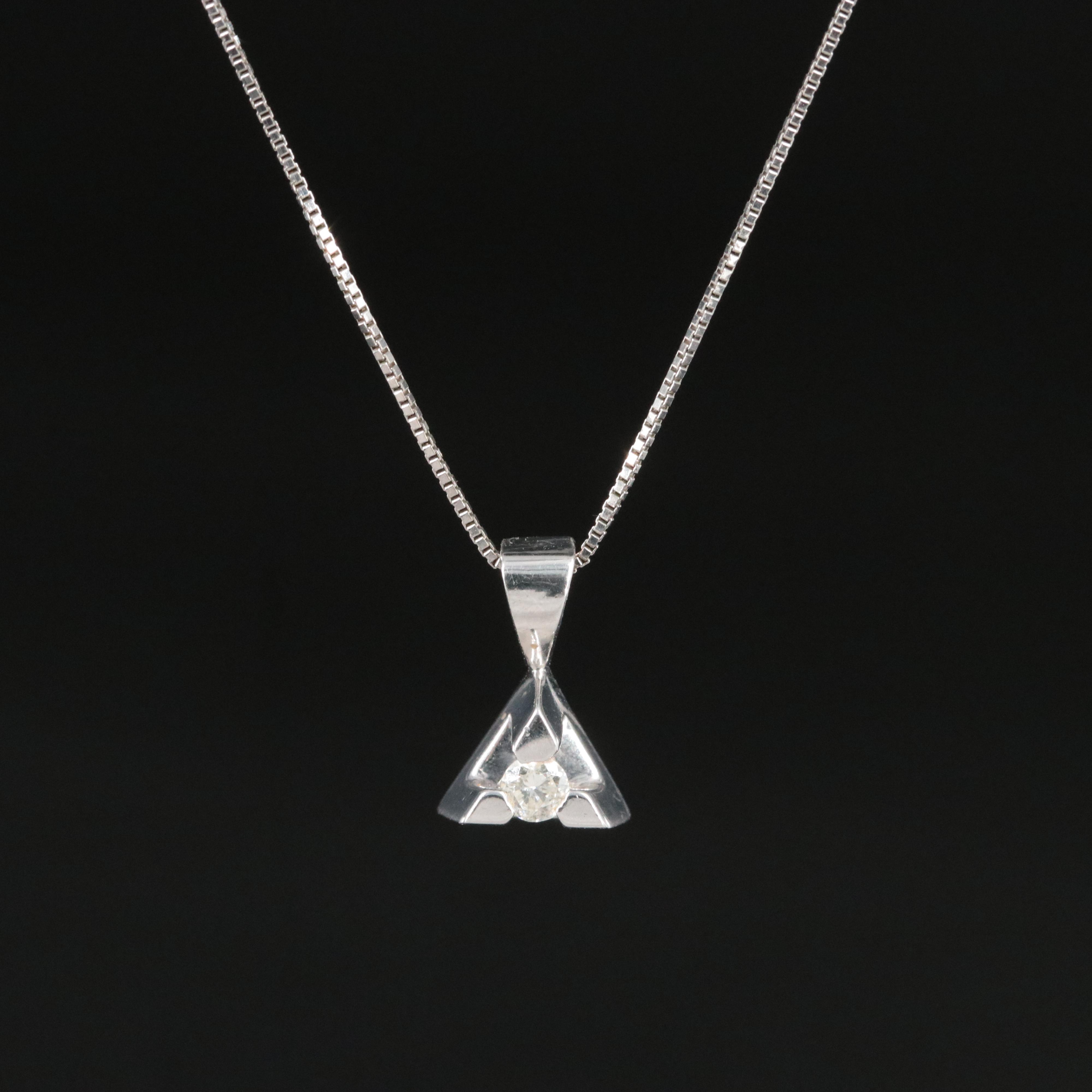 14K 0.07 CT Diamond Pendant on 10K Chain