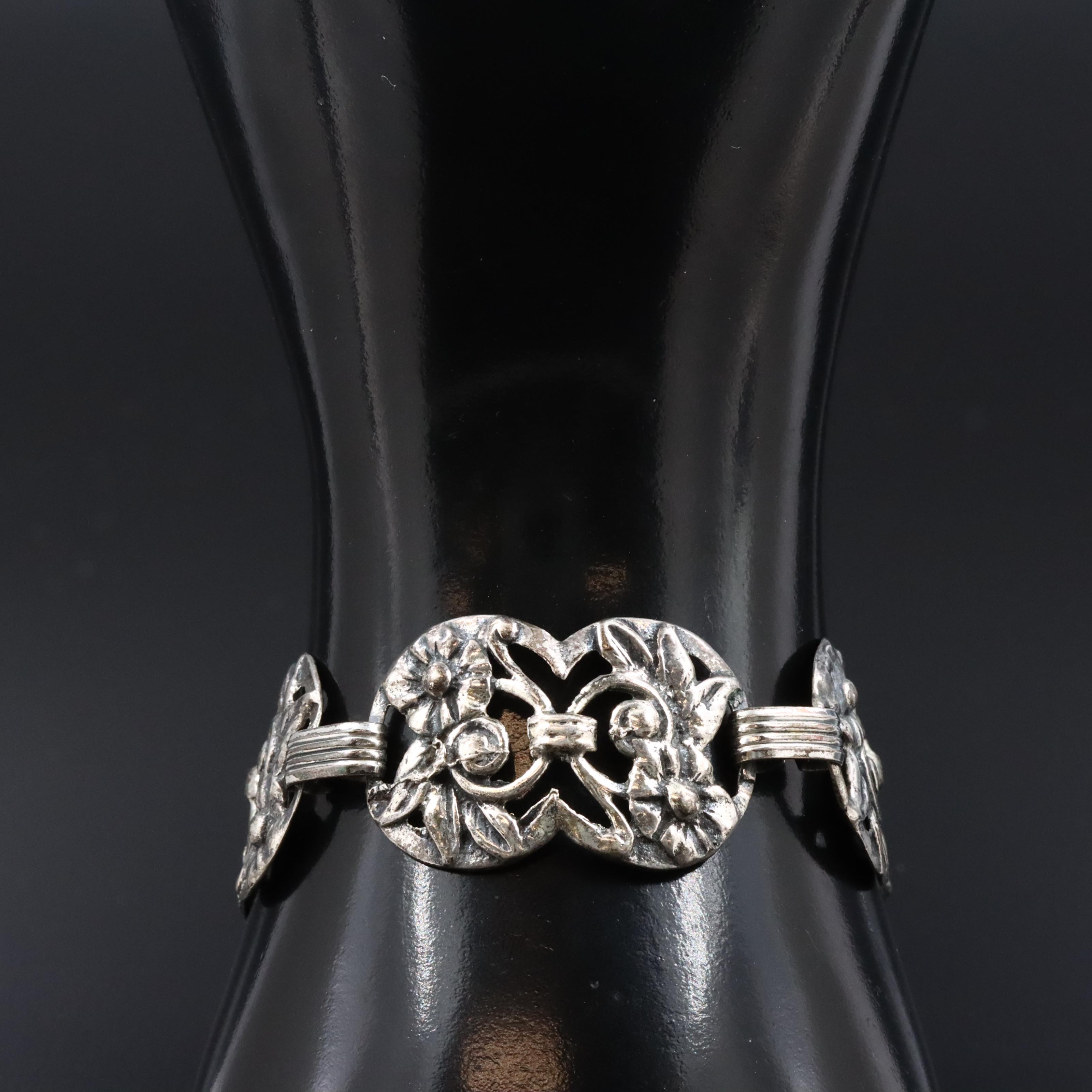 Sterling Floral Bracelet