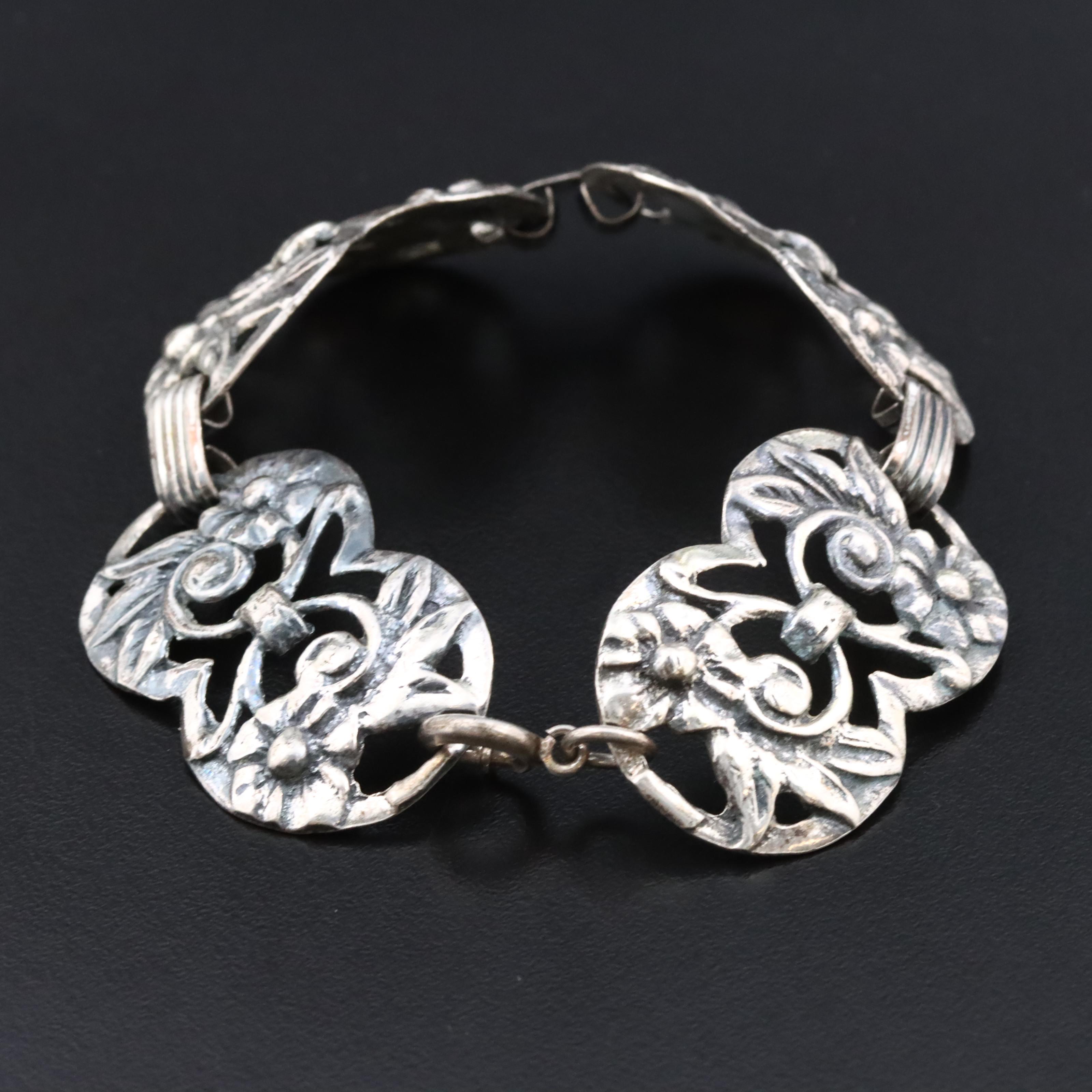 Sterling Floral Bracelet