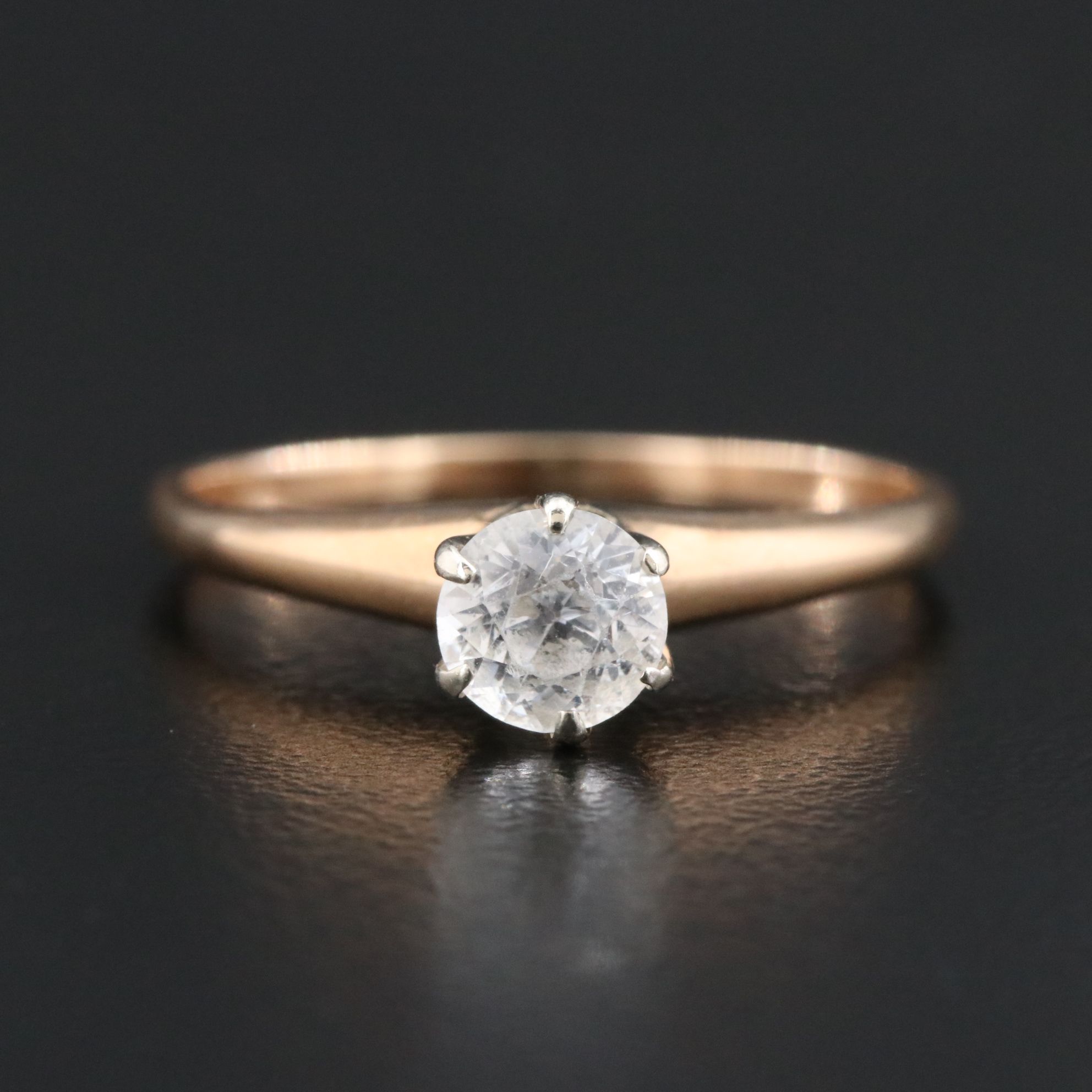14K White Sapphire Solitaire Ring