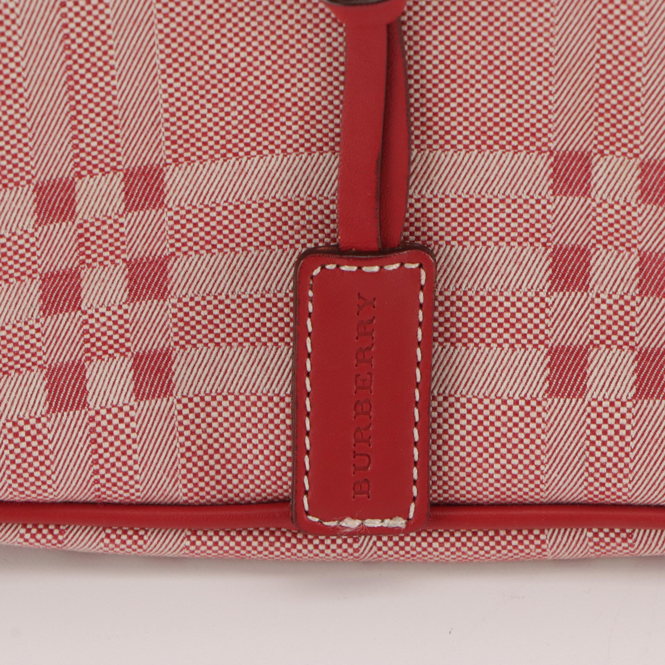 Burberry Crossbody Bag in Red Check Nylon Canvas and Leather Trim