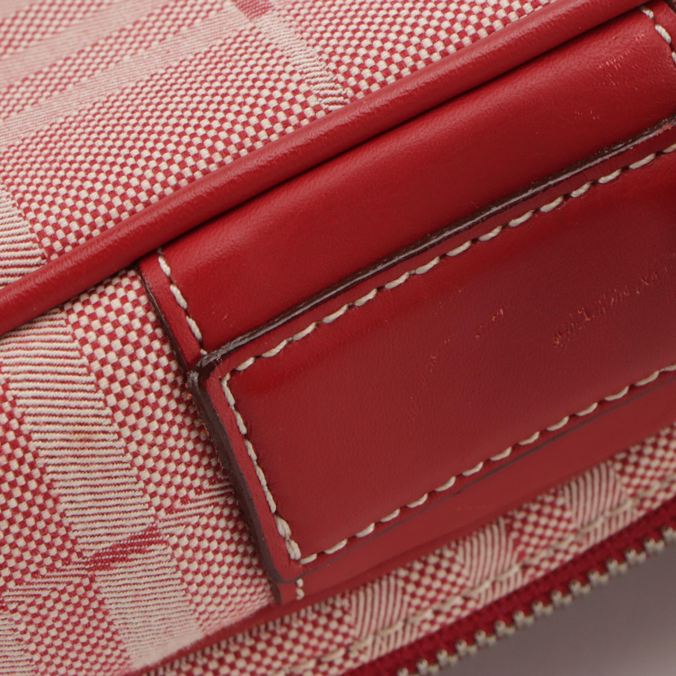 Burberry Crossbody Bag in Red Check Nylon Canvas and Leather Trim
