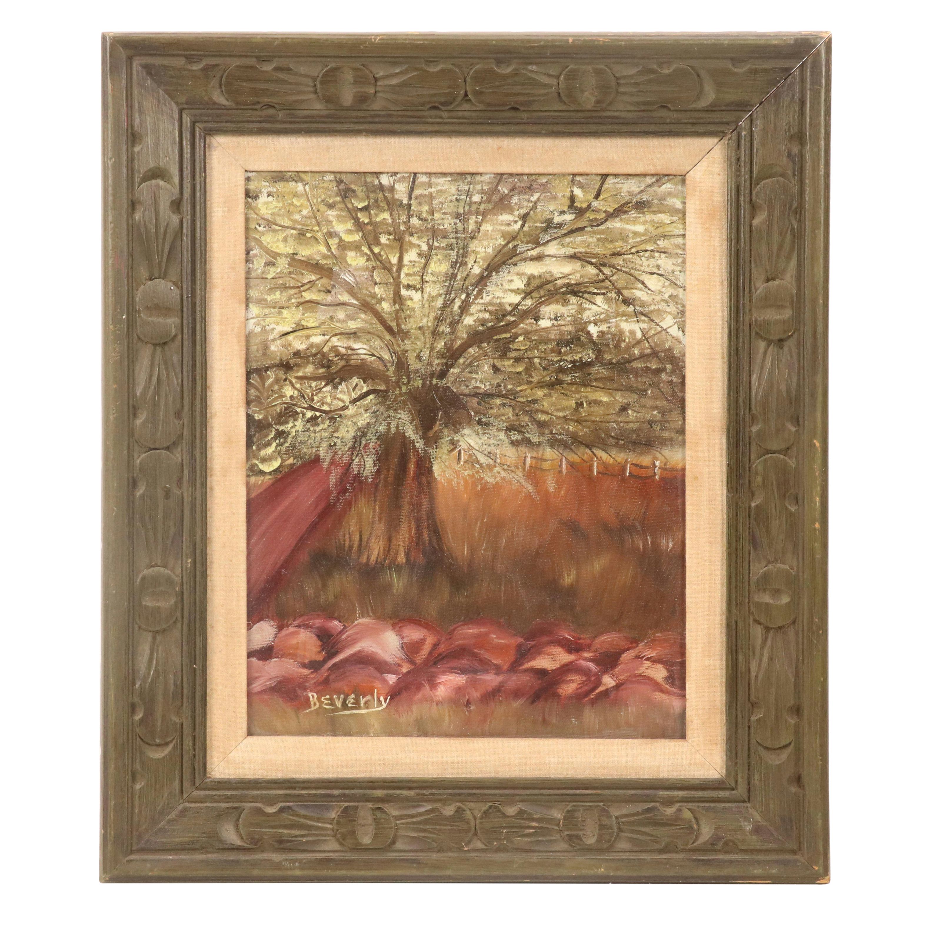 Beverly Landscape Oil Painting, Late 20th Century