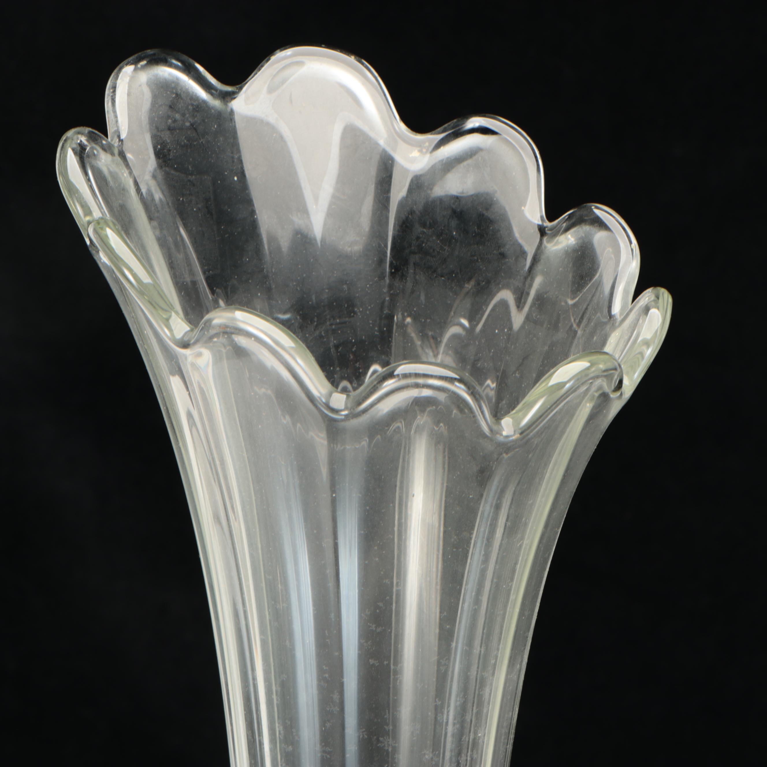 Mid Century Moderns Style Clear Glass Swung Vases, Mid to Late 20th Century