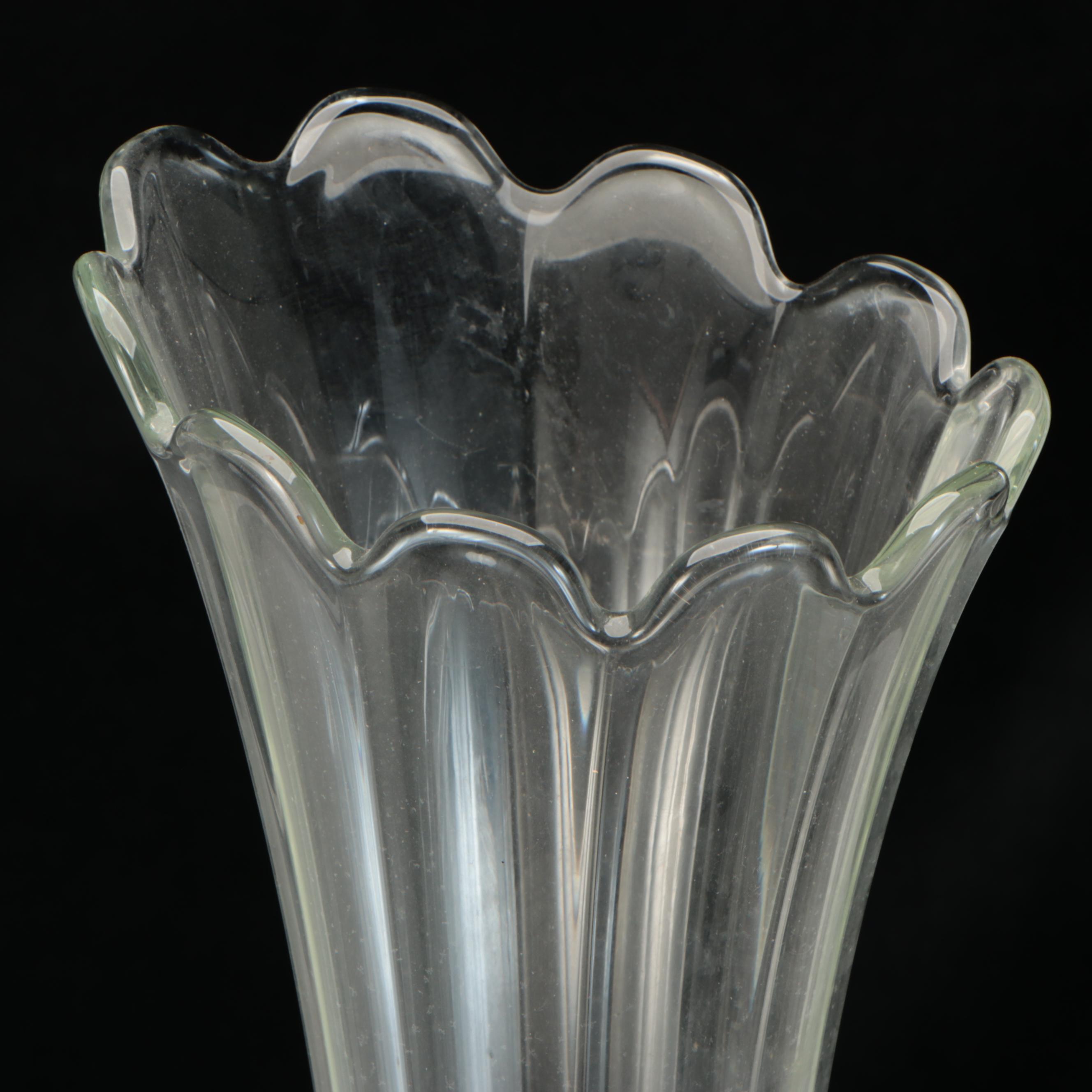 Mid Century Moderns Style Clear Glass Swung Vases, Mid to Late 20th Century