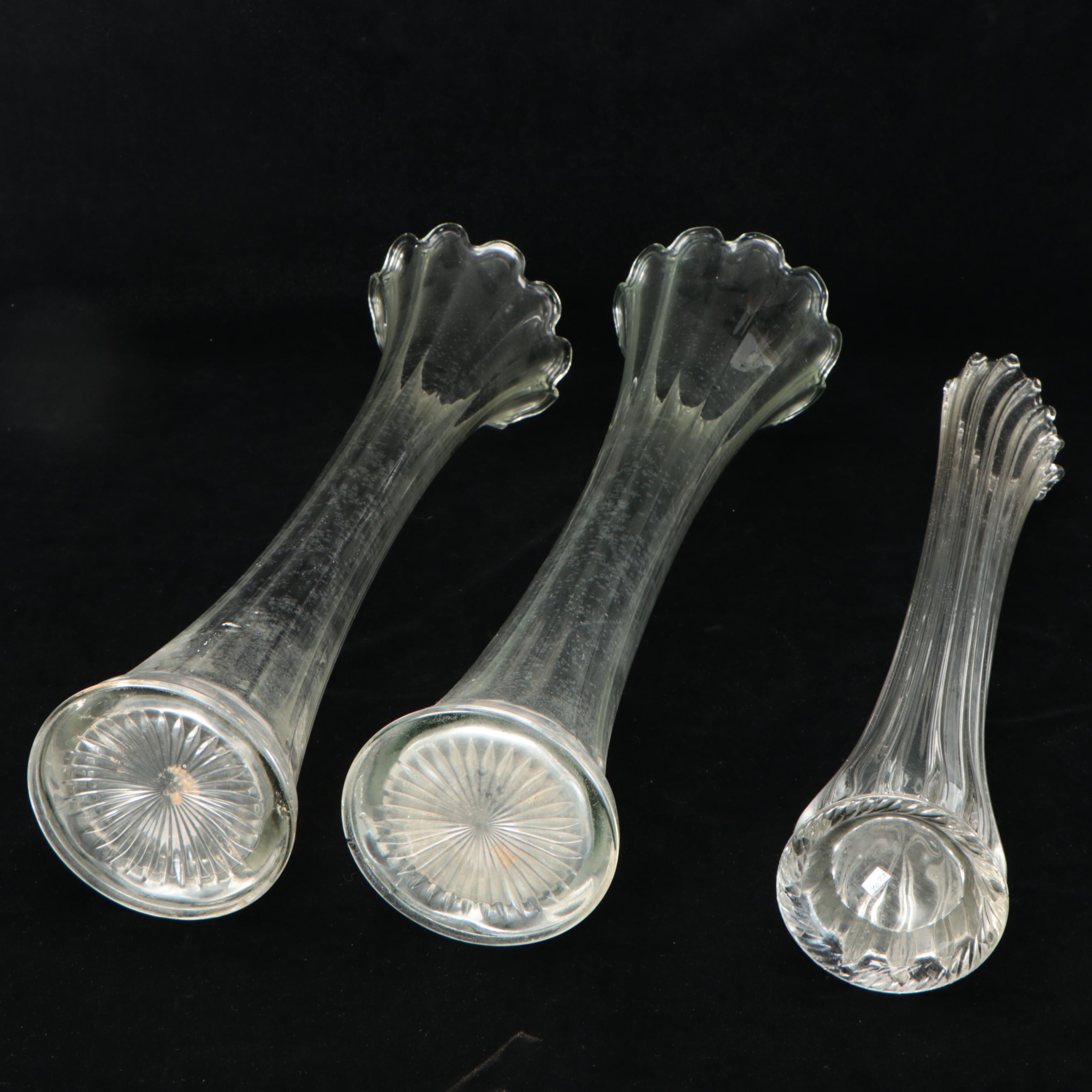 Mid Century Moderns Style Clear Glass Swung Vases, Mid to Late 20th Century