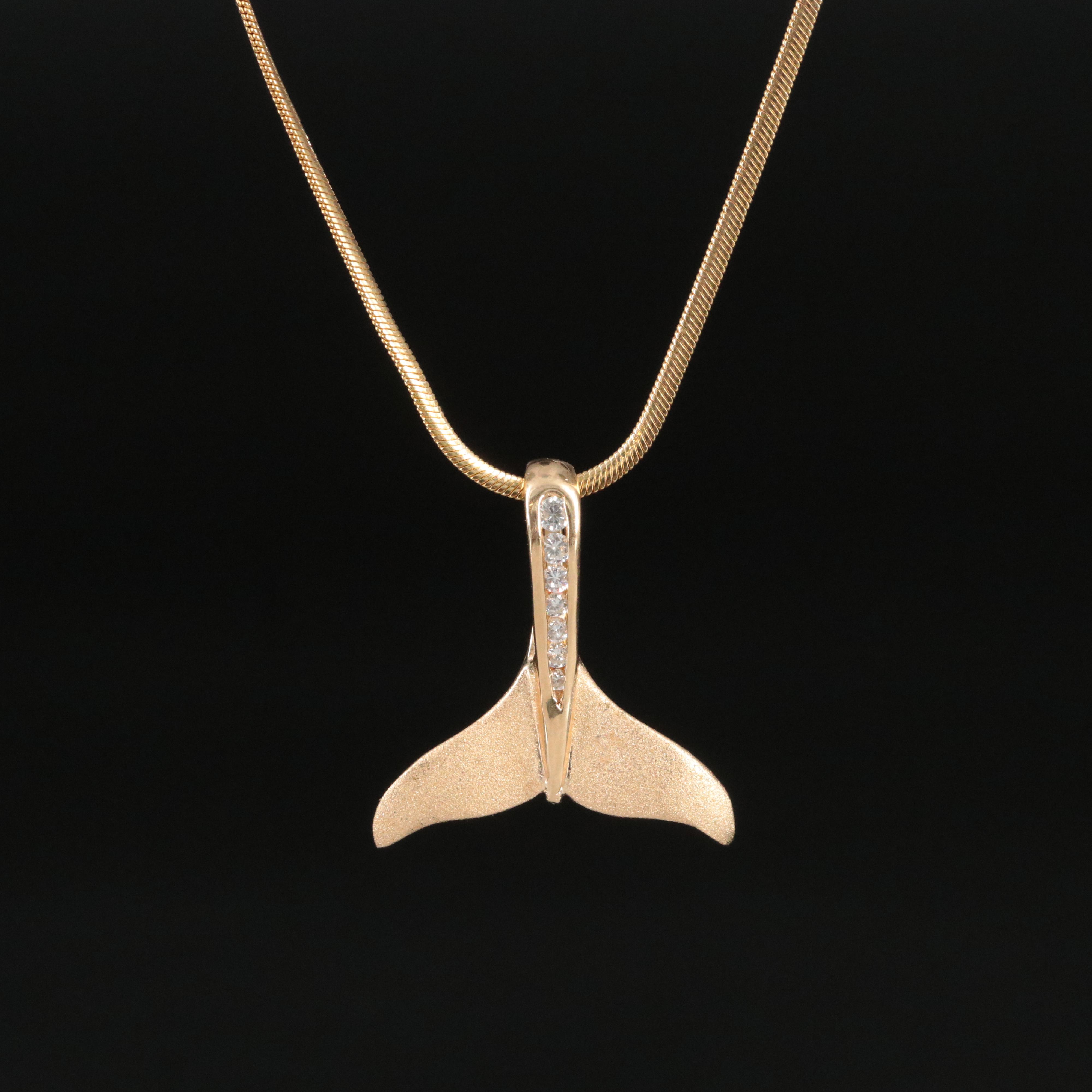 14K 0.15 CTW Diamond Fishtail Pendant Necklace