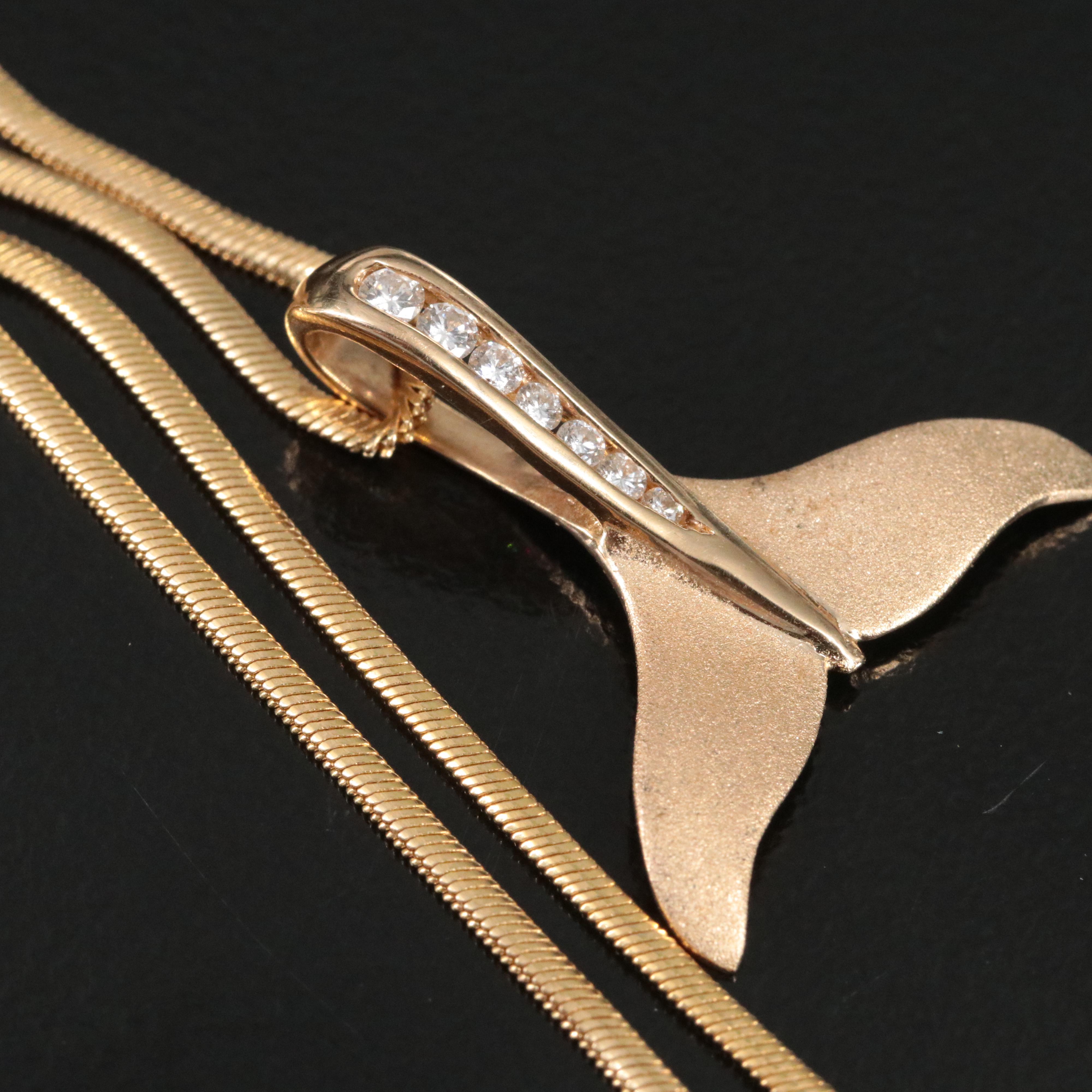 14K 0.15 CTW Diamond Fishtail Pendant Necklace