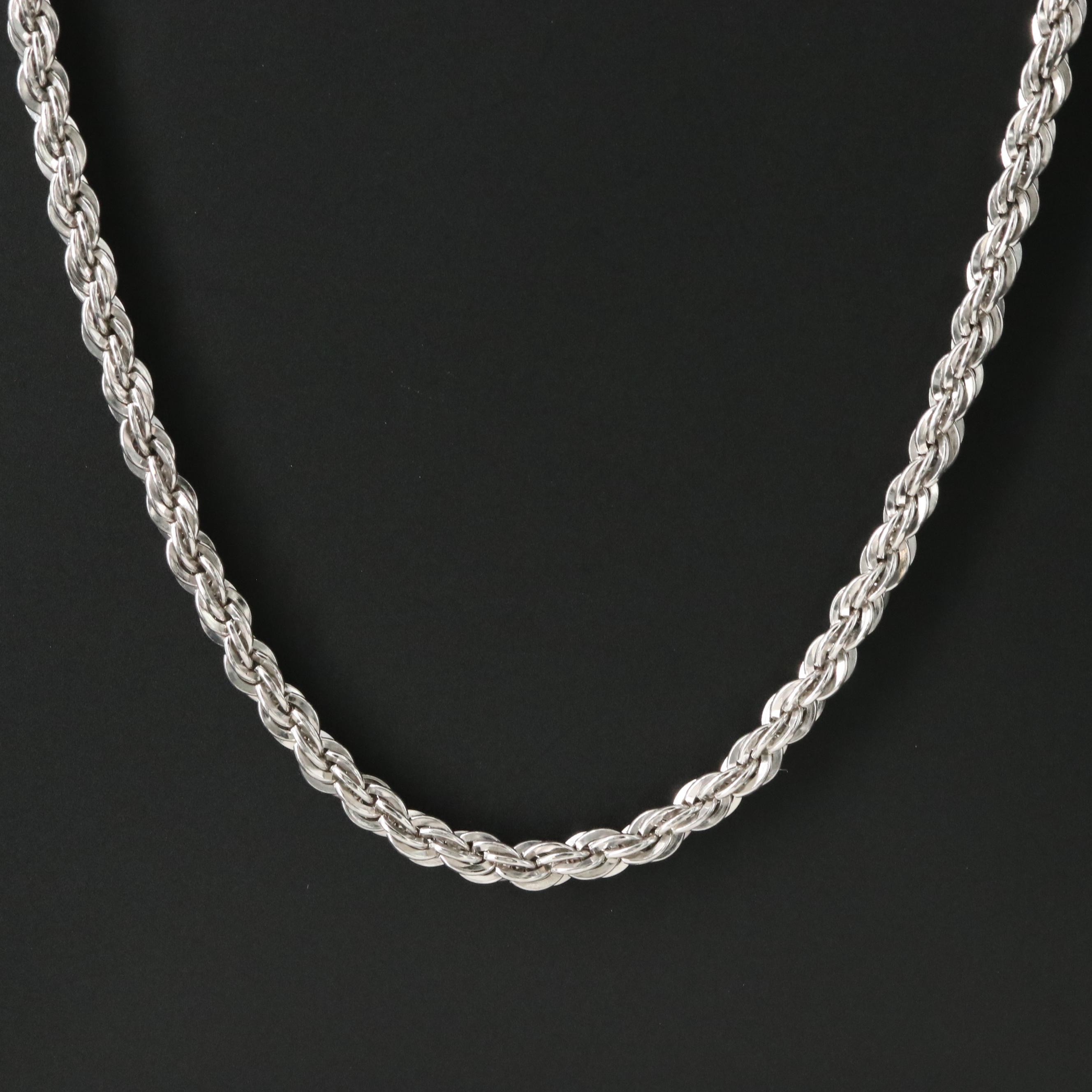 Sterling Braided Rope Chain Necklace