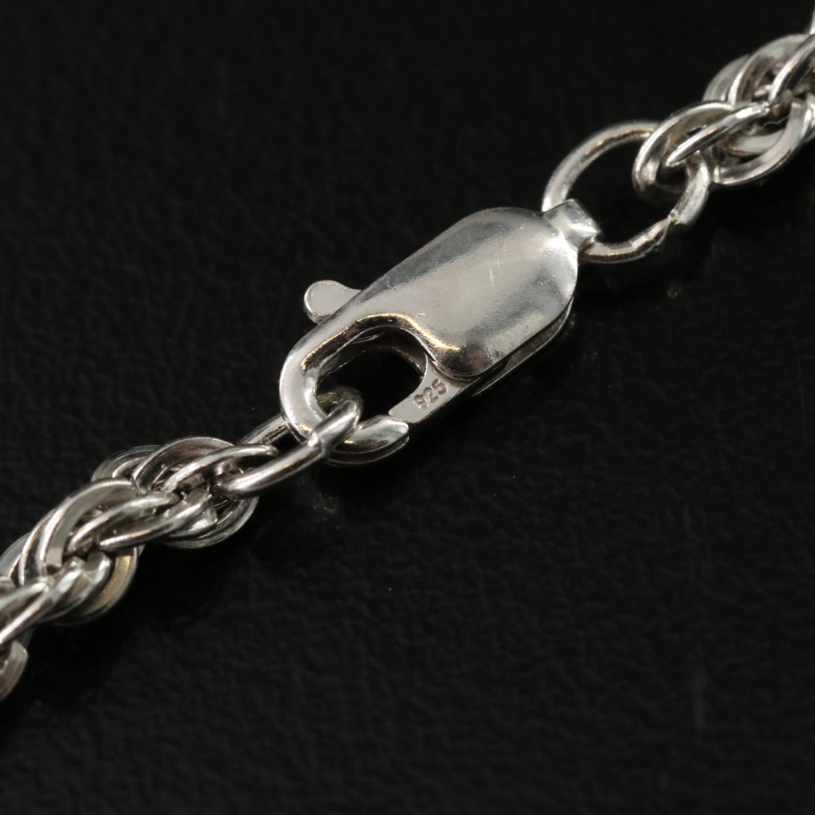 Sterling Braided Rope Chain Necklace
