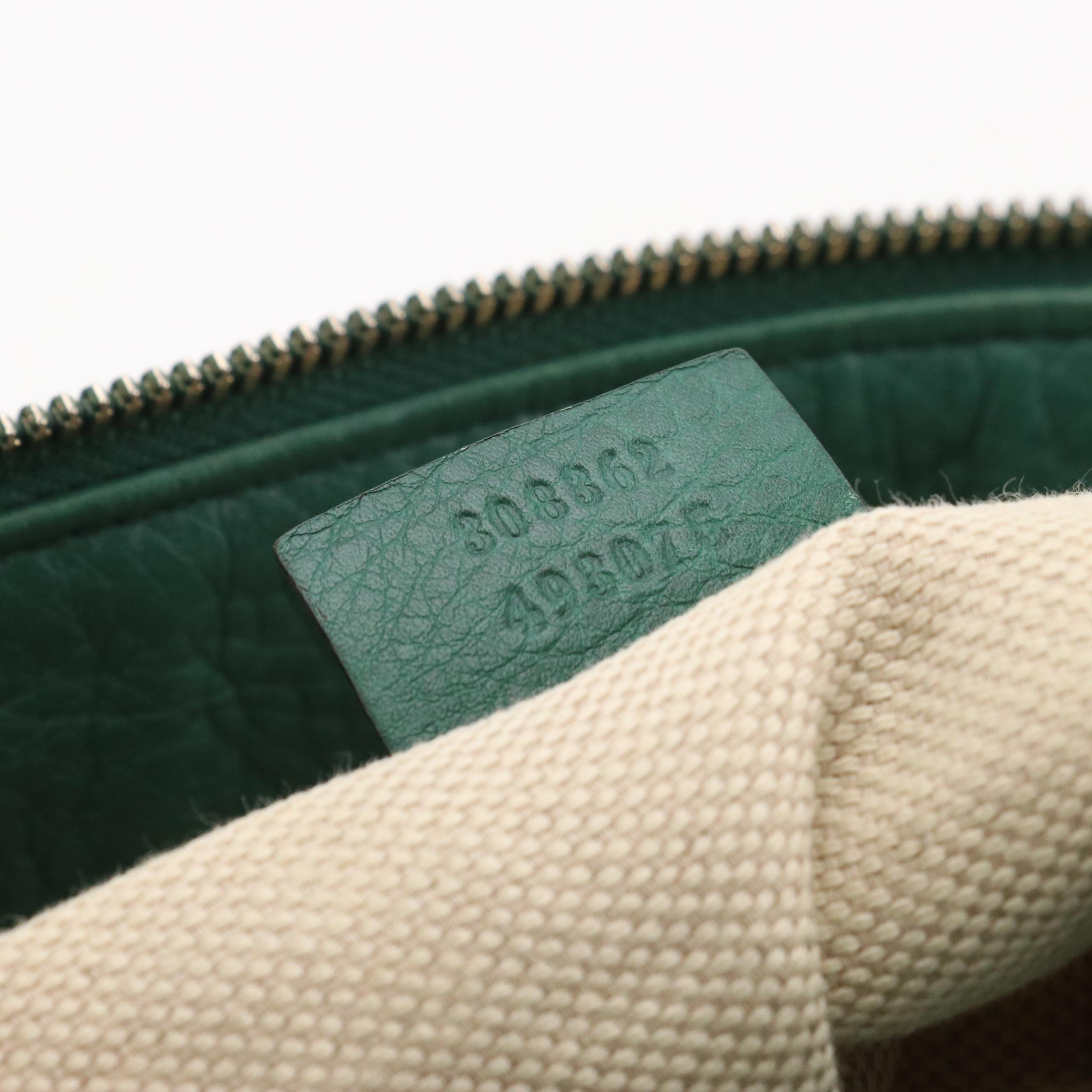 Gucci Soho Two-Way Tassel Zip Bag in Sea Green Grained Leather