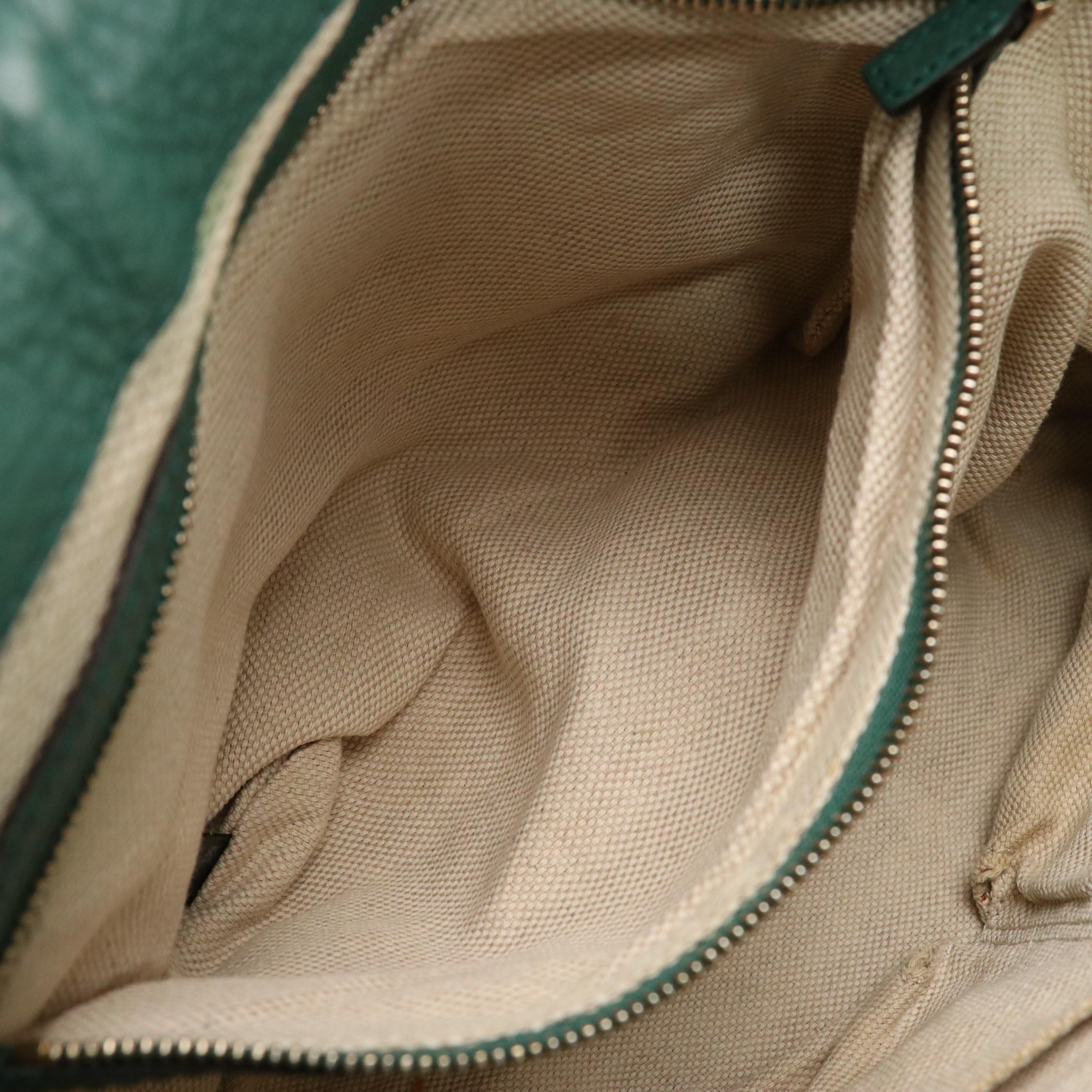 Gucci Soho Two-Way Tassel Zip Bag in Sea Green Grained Leather