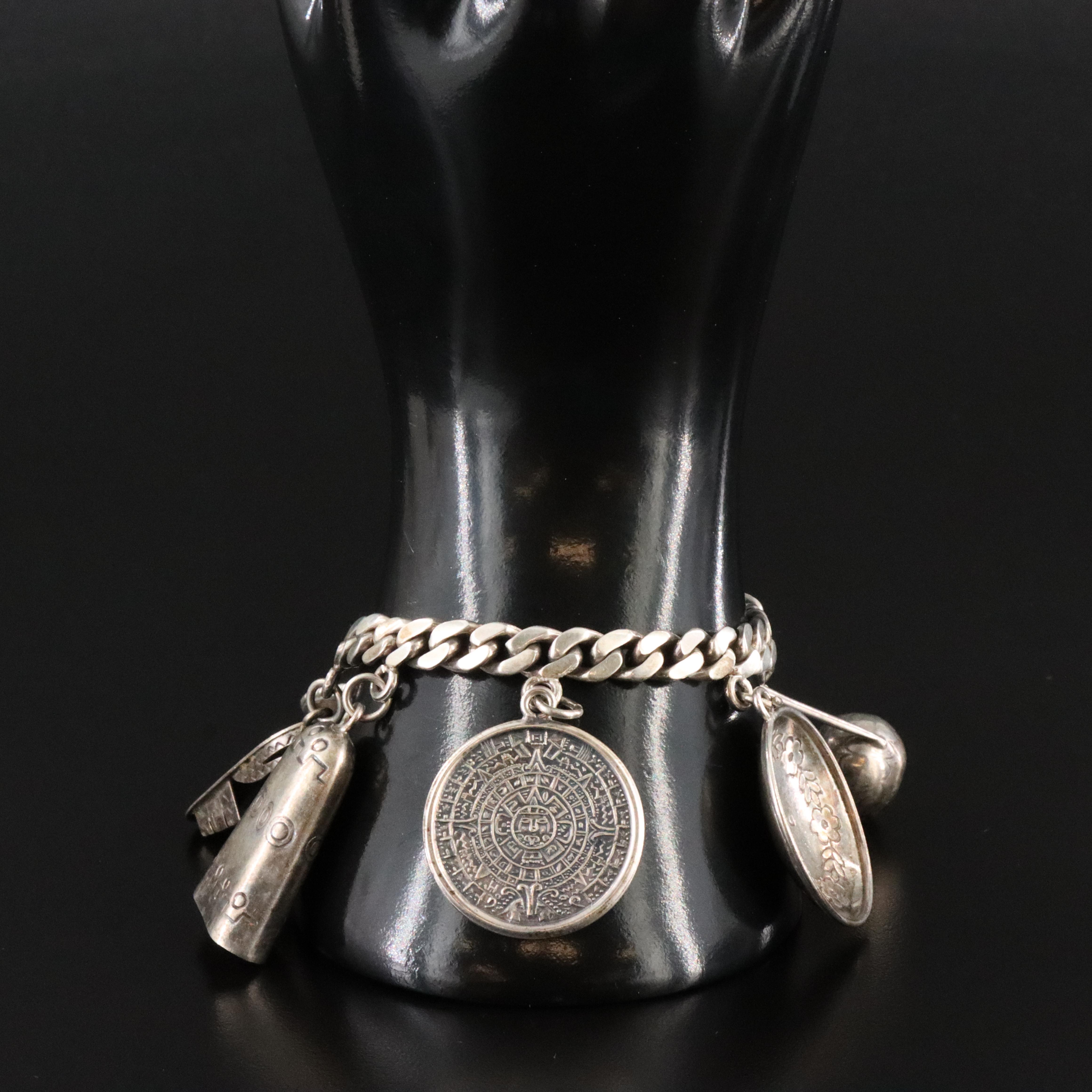 Vintage Mexican Castelan Sterling Charm Bracelet
