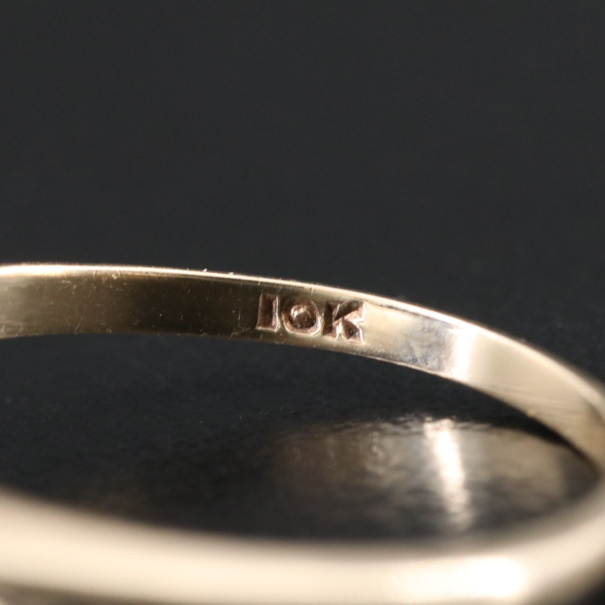 Vintage 10K Black Onyx and Diamond Ring