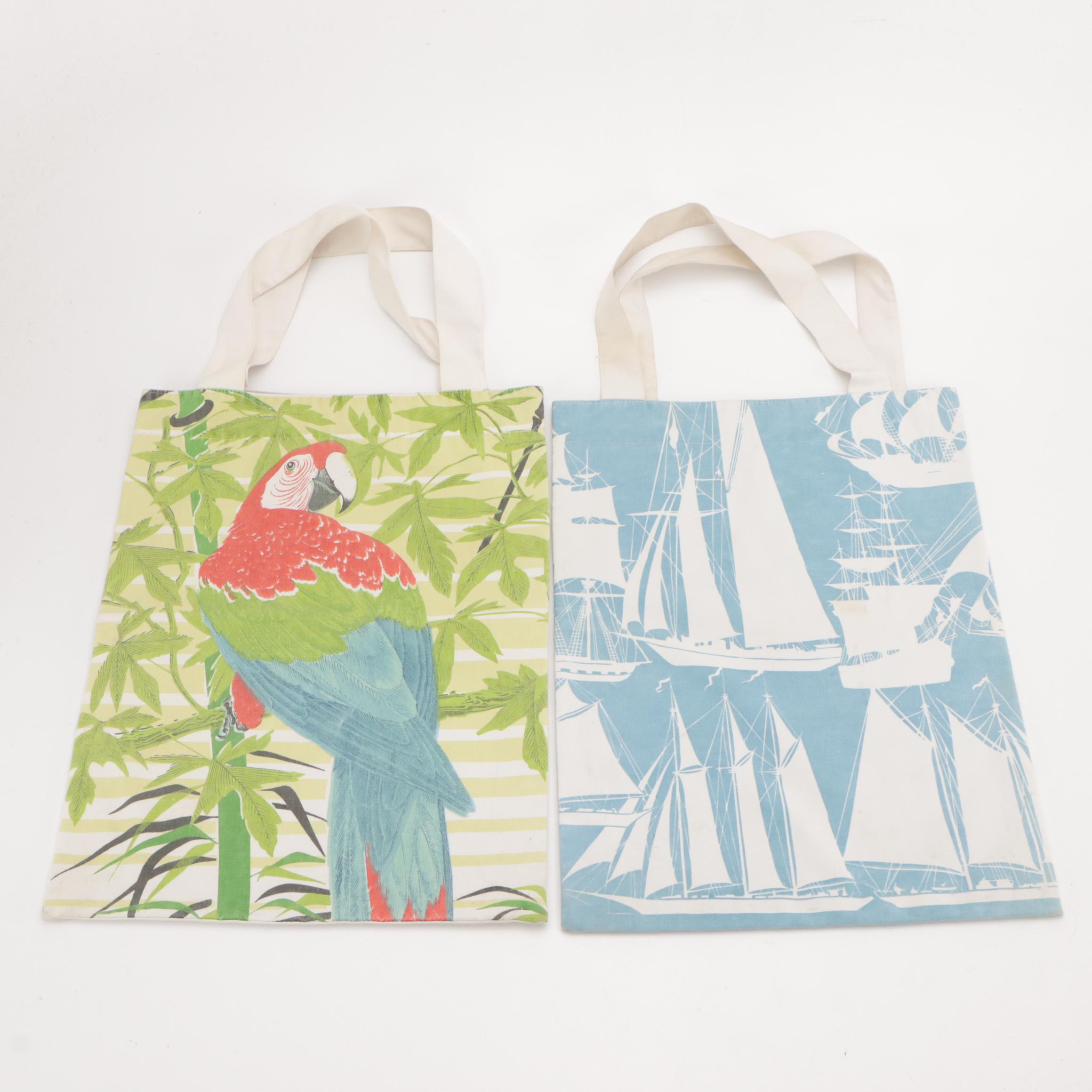 Bagshaws of St. Lucia Silk Screen Textile Totes, Pillow Covers, and Remnants