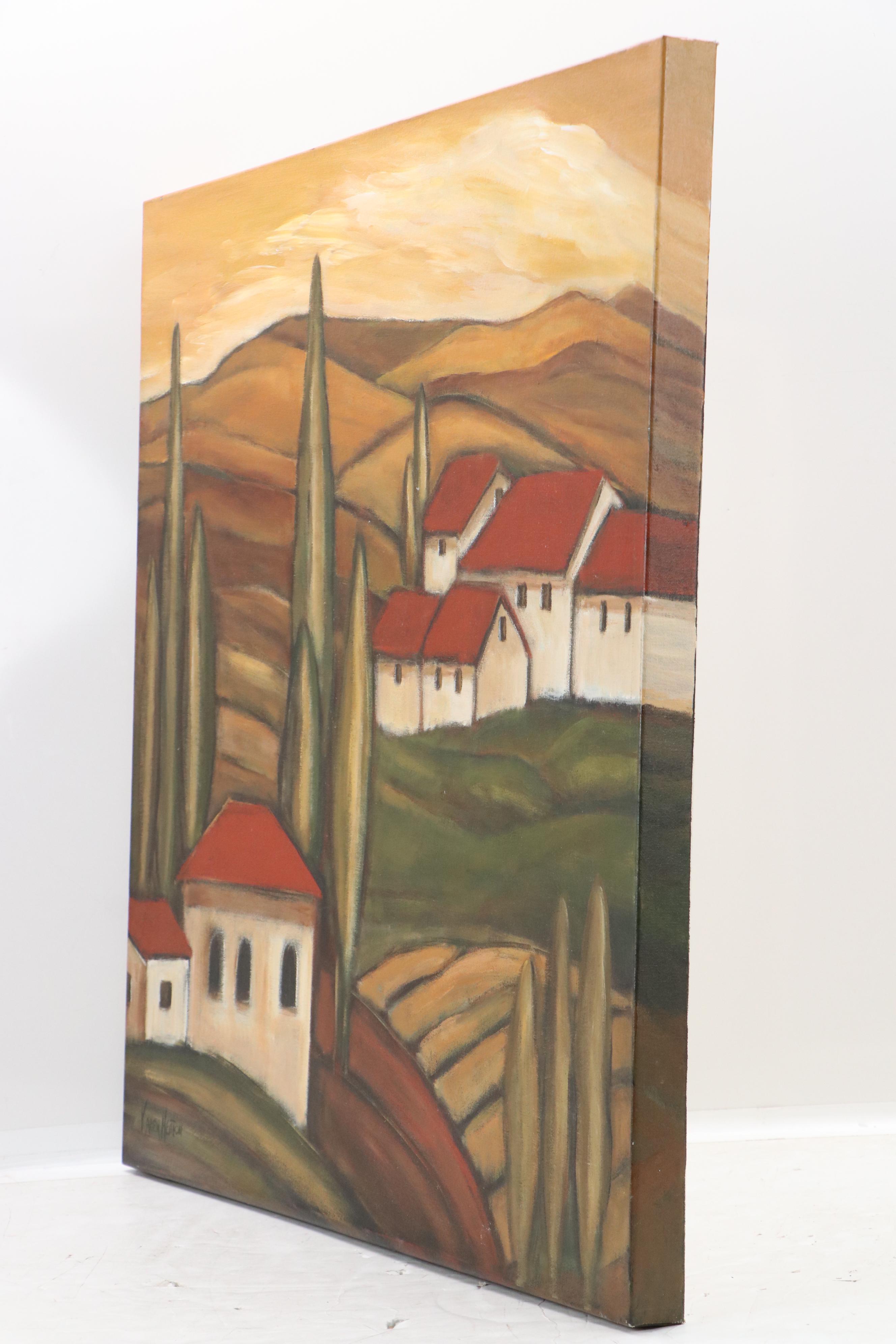 Karen Heaton Stylized Oil Painting with Countryside Landscape