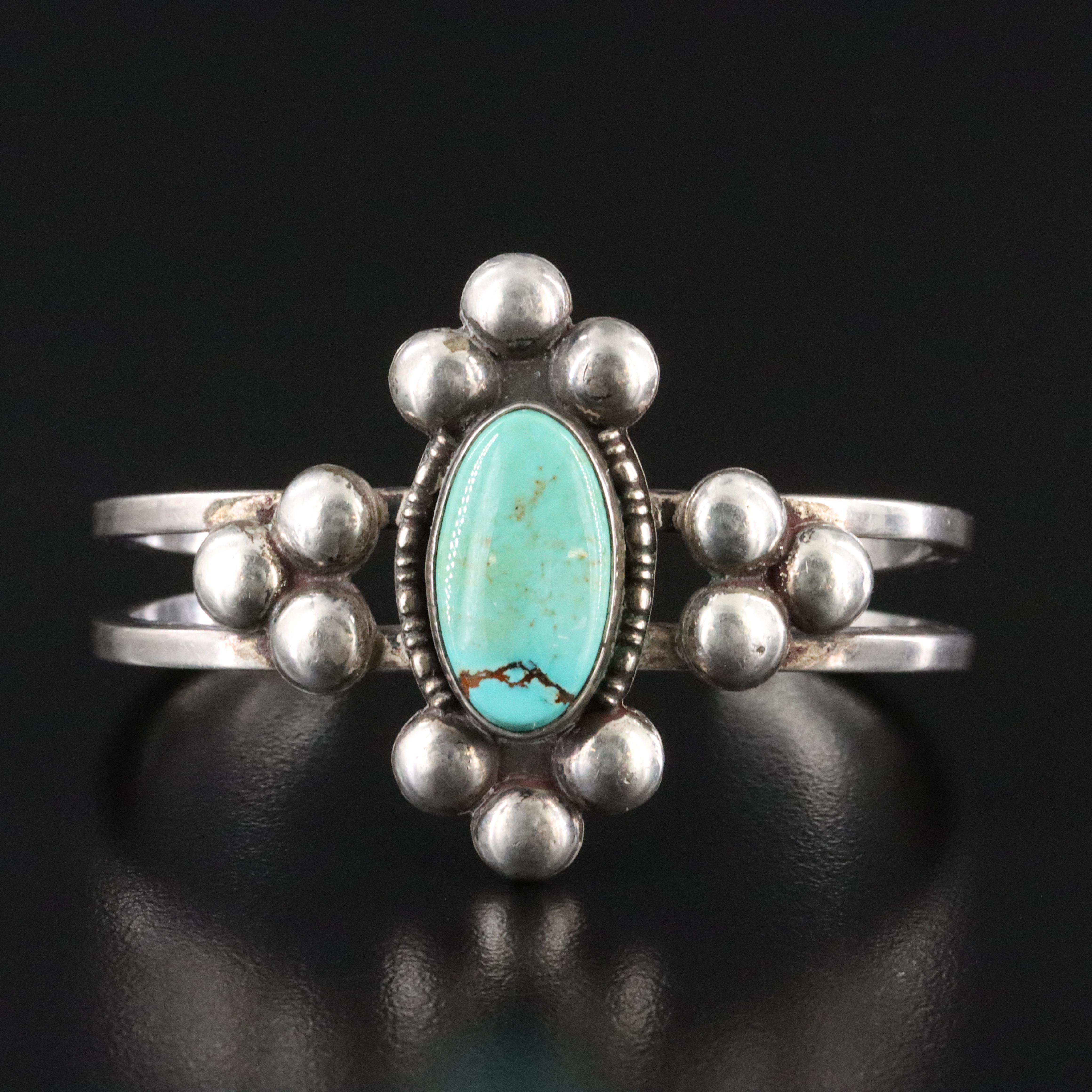 Southwestern Sterling Turquoise Cuff Bracelet