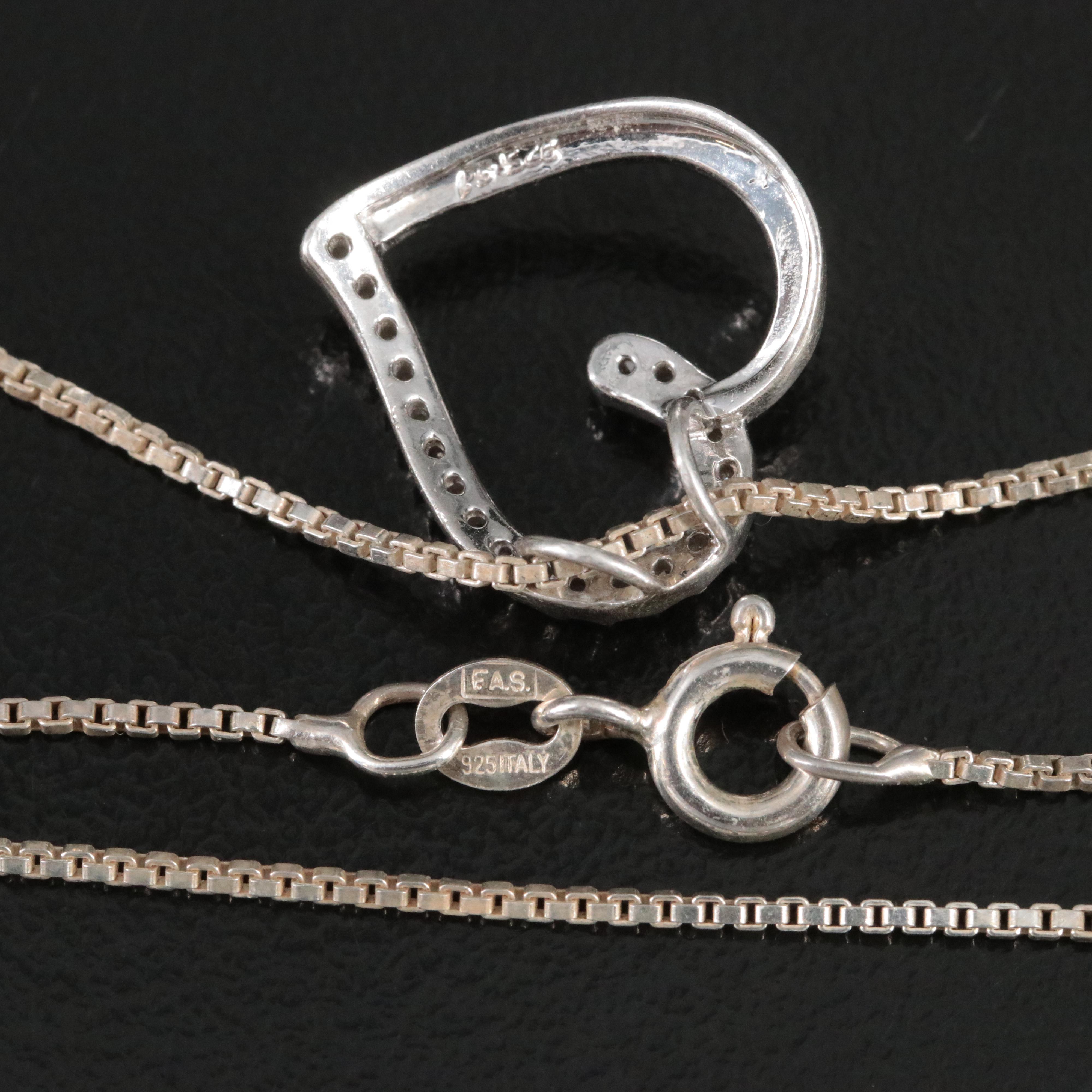 Sterling Diamond Heart Pendant Necklace