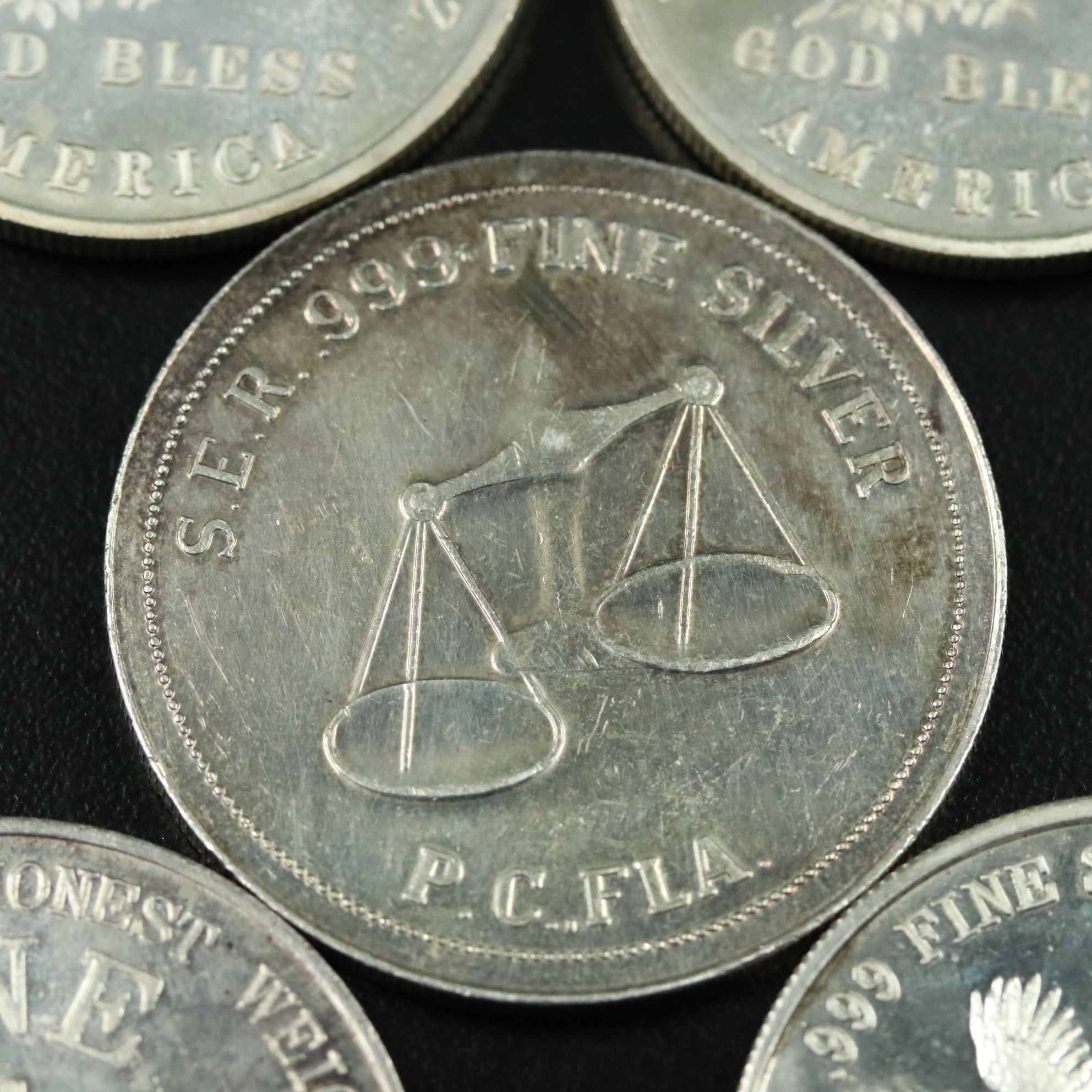 Five Uncirculated One Ounce .999 Silver Rounds