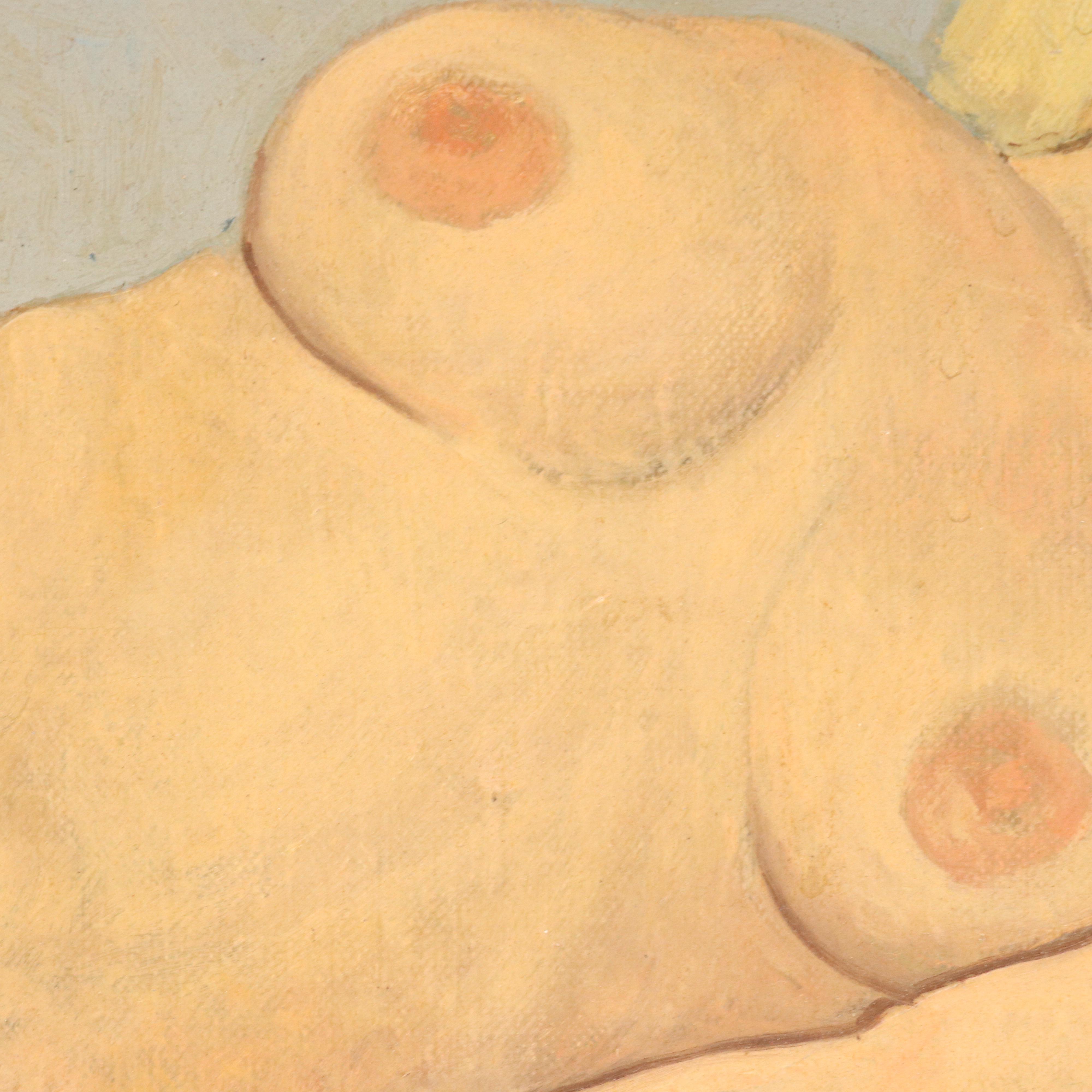 H. R. Niblock Female Nude Oil Portrait Painting, 1970