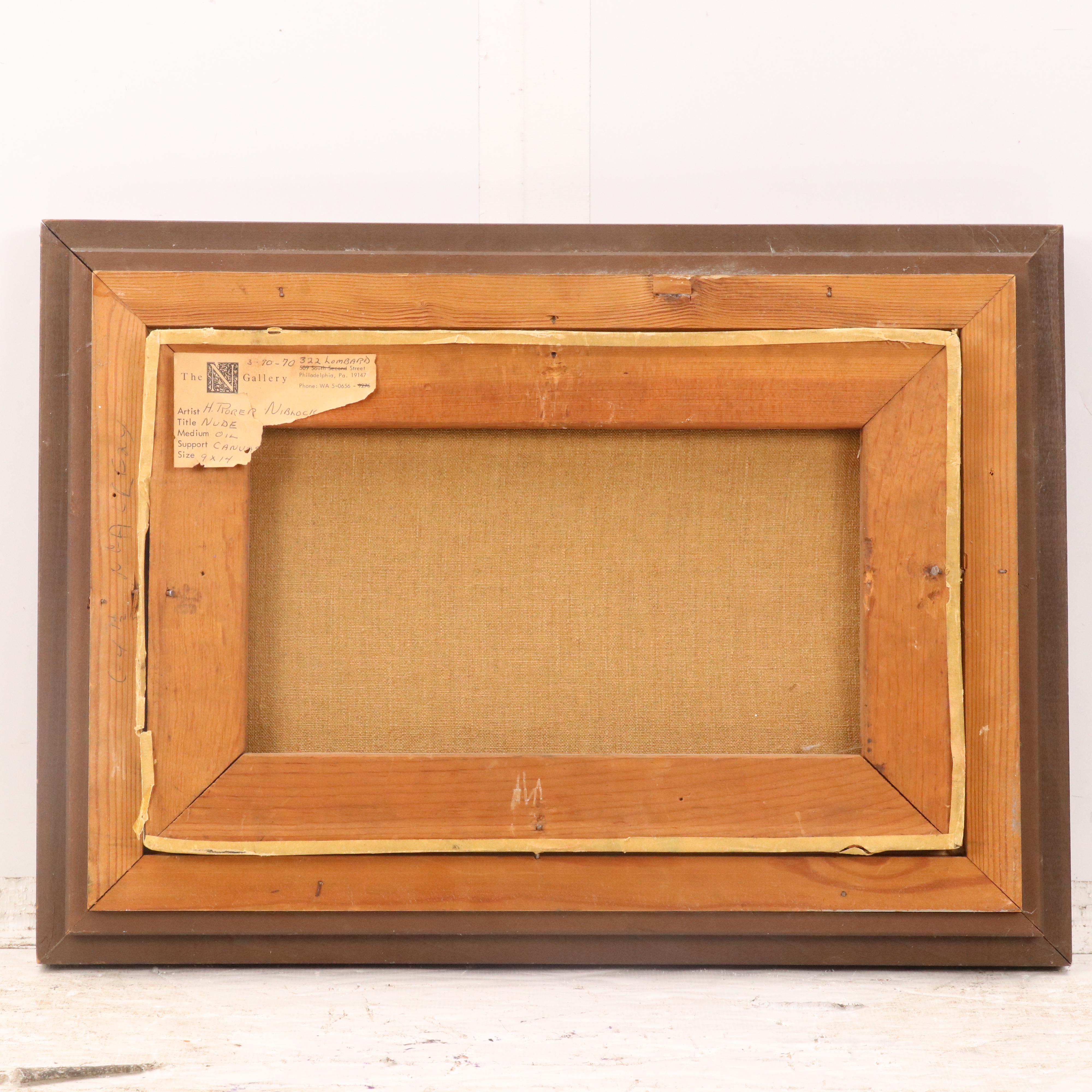 H. R. Niblock Female Nude Oil Portrait Painting, 1970