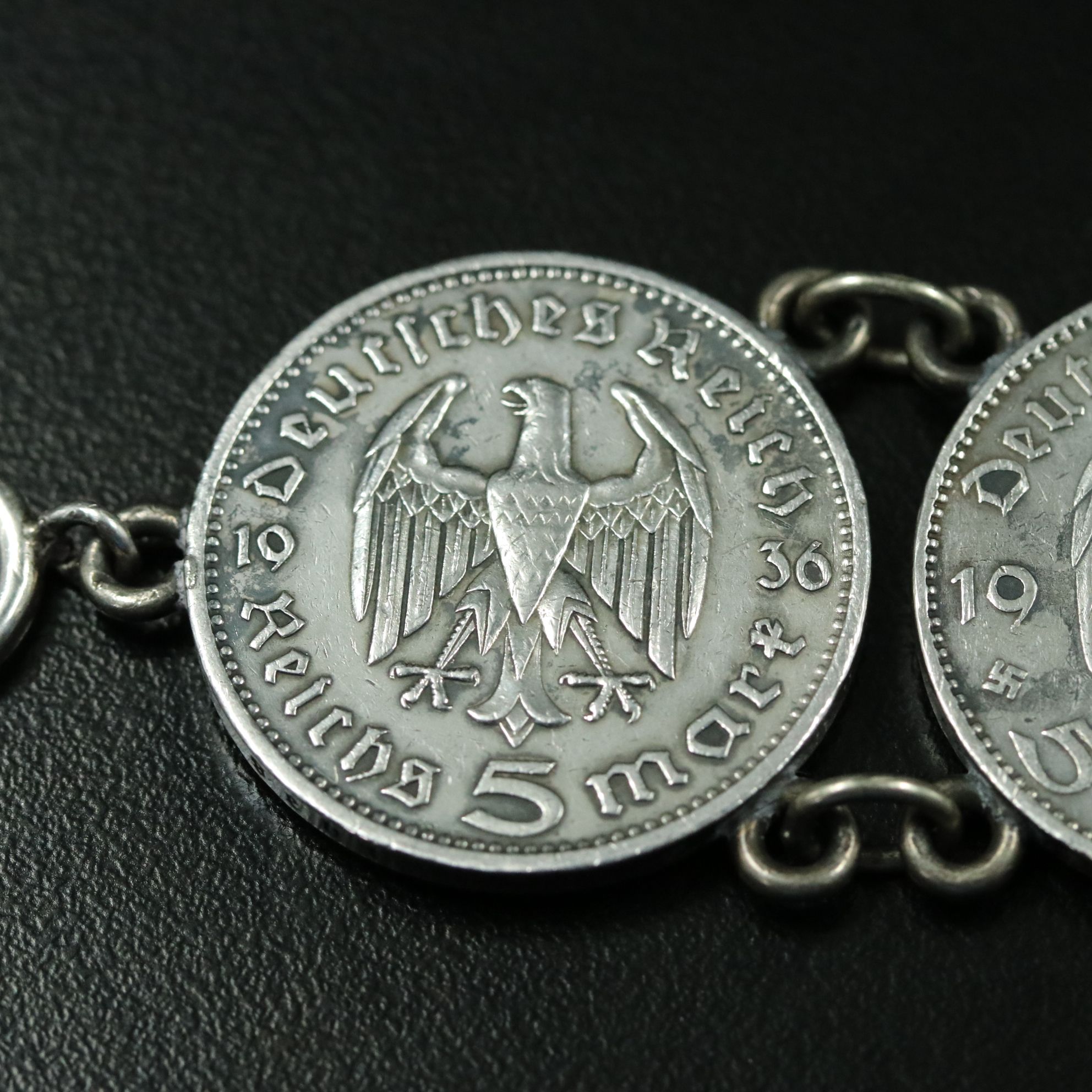 Bracelet Made of Six German Silver Five Mark Coins